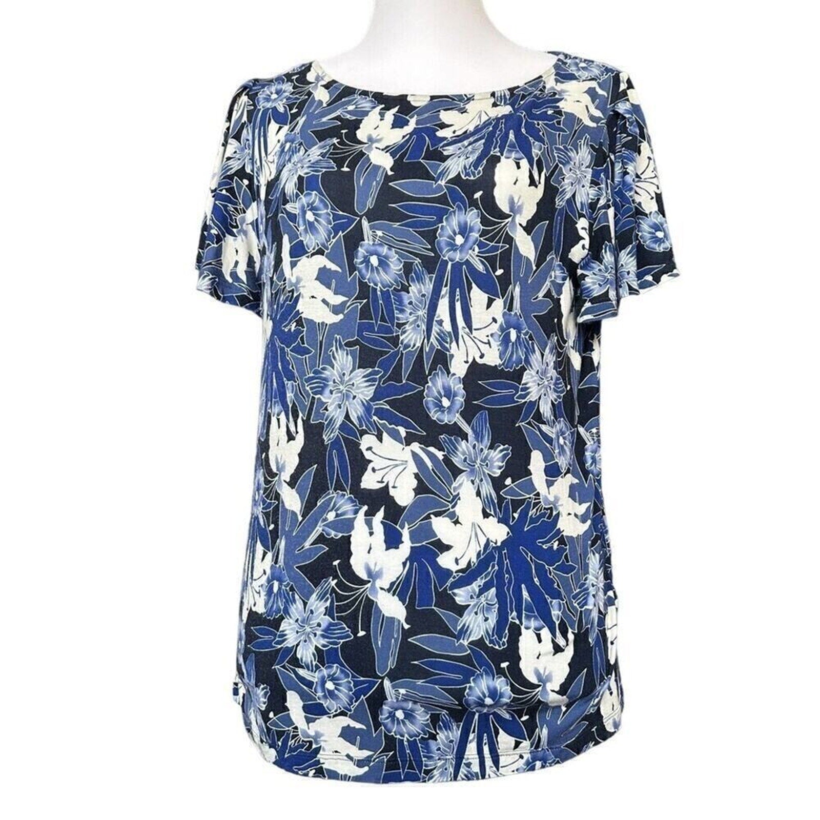 Lauren Ralph Lauren Floral Flutter Sleeve Top Size S/P Multicolor #H1287