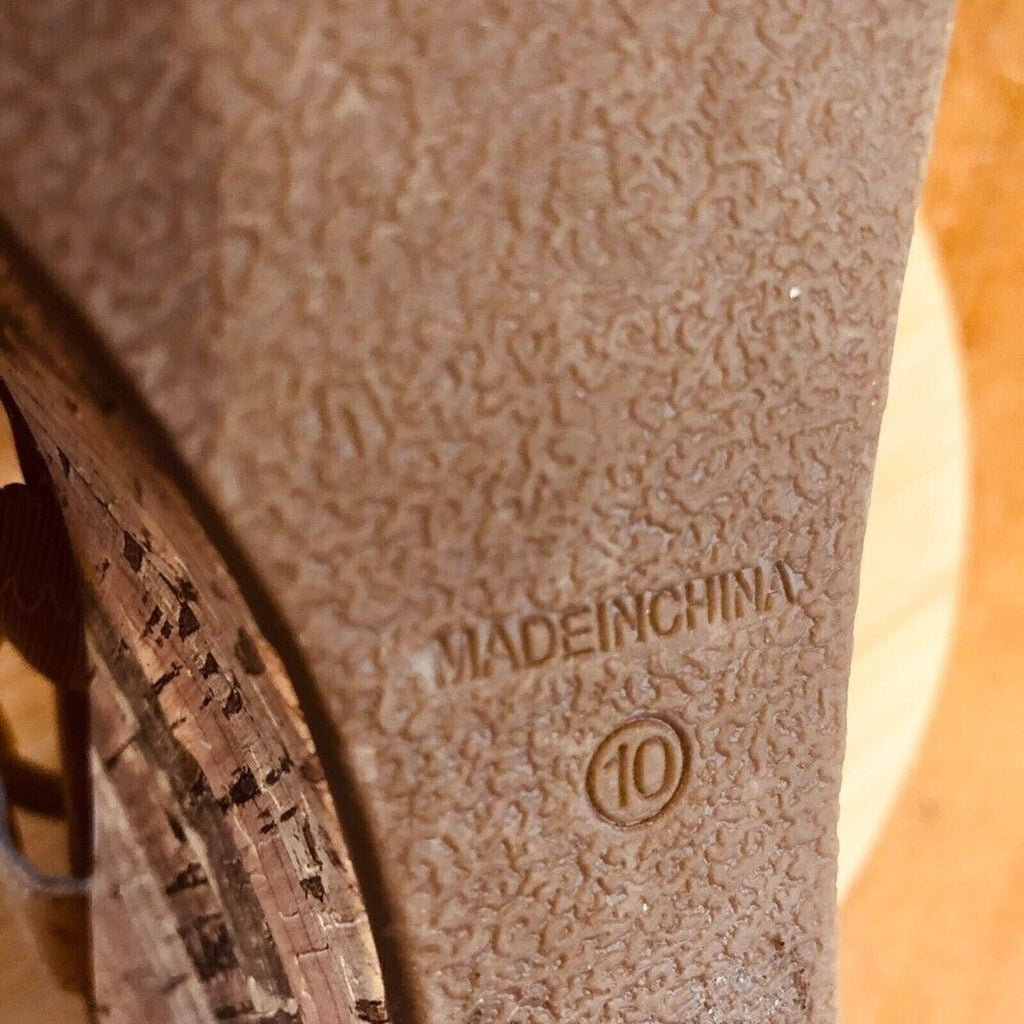 Kelly & Katie Cork Heel Wedge Sandals — Women’s Size 10