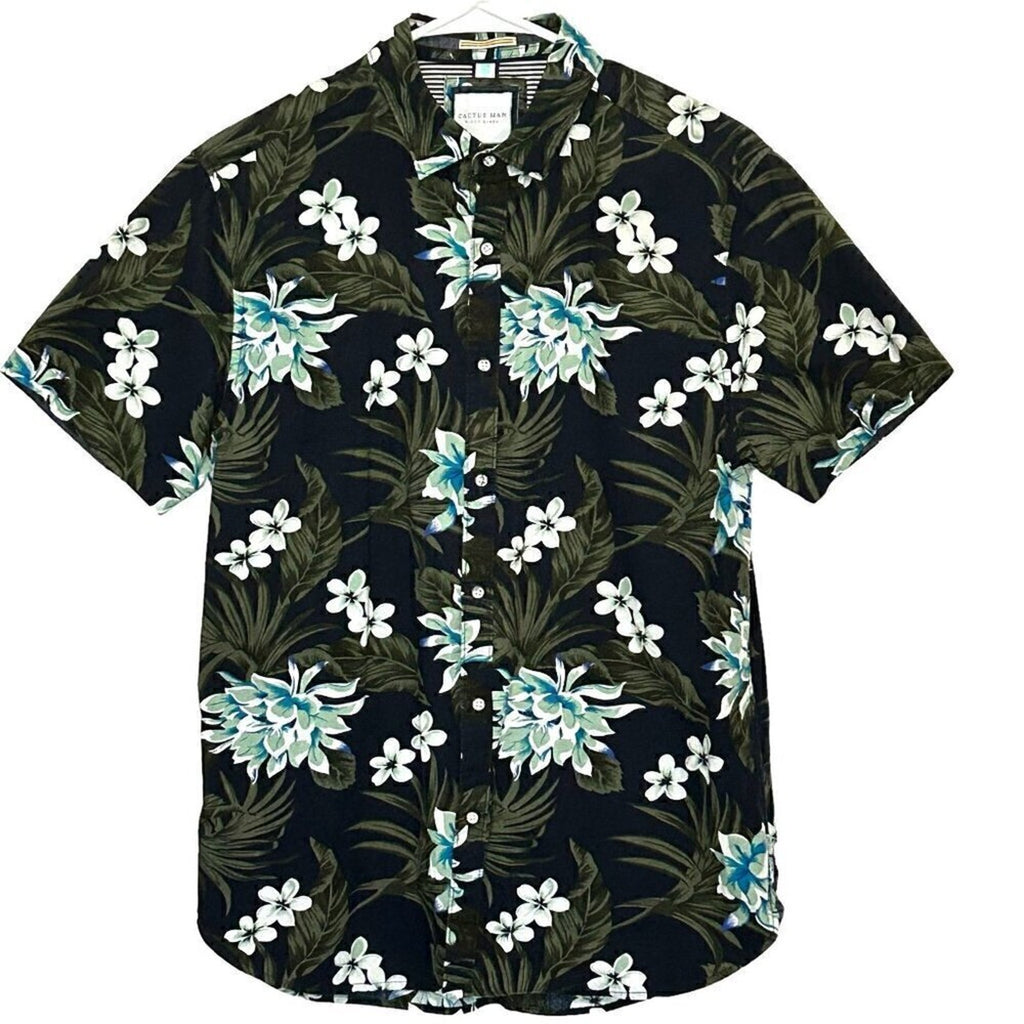 Cactus Man - Men's Shirt Size Medium Short Sleeve Floral Cotton Made in India #H