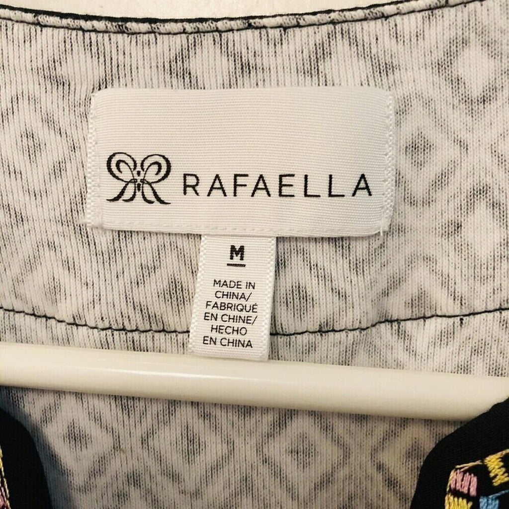 Rafaella Black & White Geometric Sheath Dress Size M – Sleek & Figure-Flattering