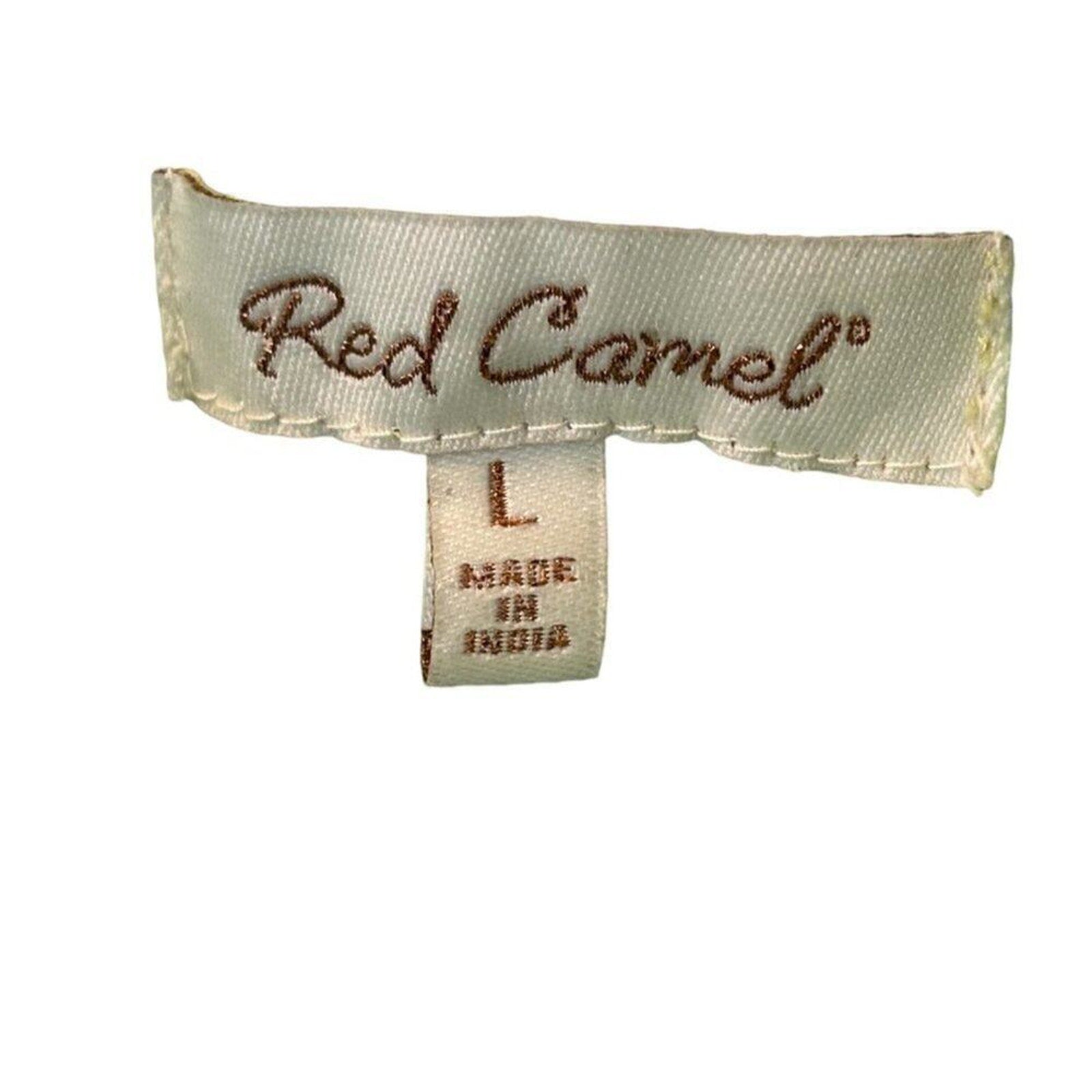 Red Camel Women's Blouse Green Anchor Pocket Collared Long Sleeve Button Up Sz L