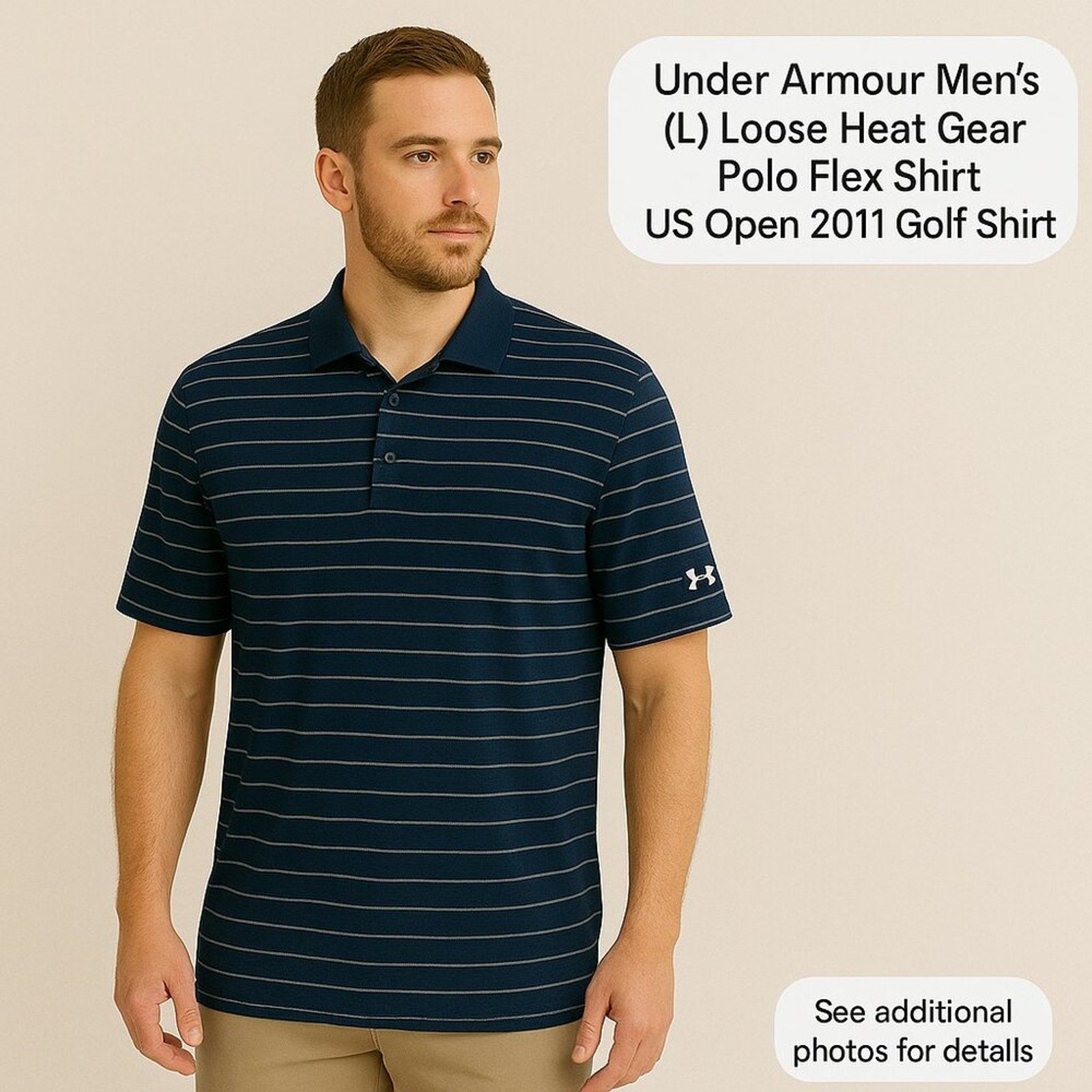 Under Armour Men’s (L) Loose Heat Gear Polo Flex Shirt US Open 2011 Golf Shirt