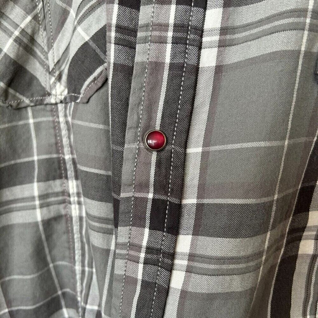 Reguest Mens Plaid Ruby Snap Front Pkts. Long Sleeve Embroidered Size 3XL #G1250