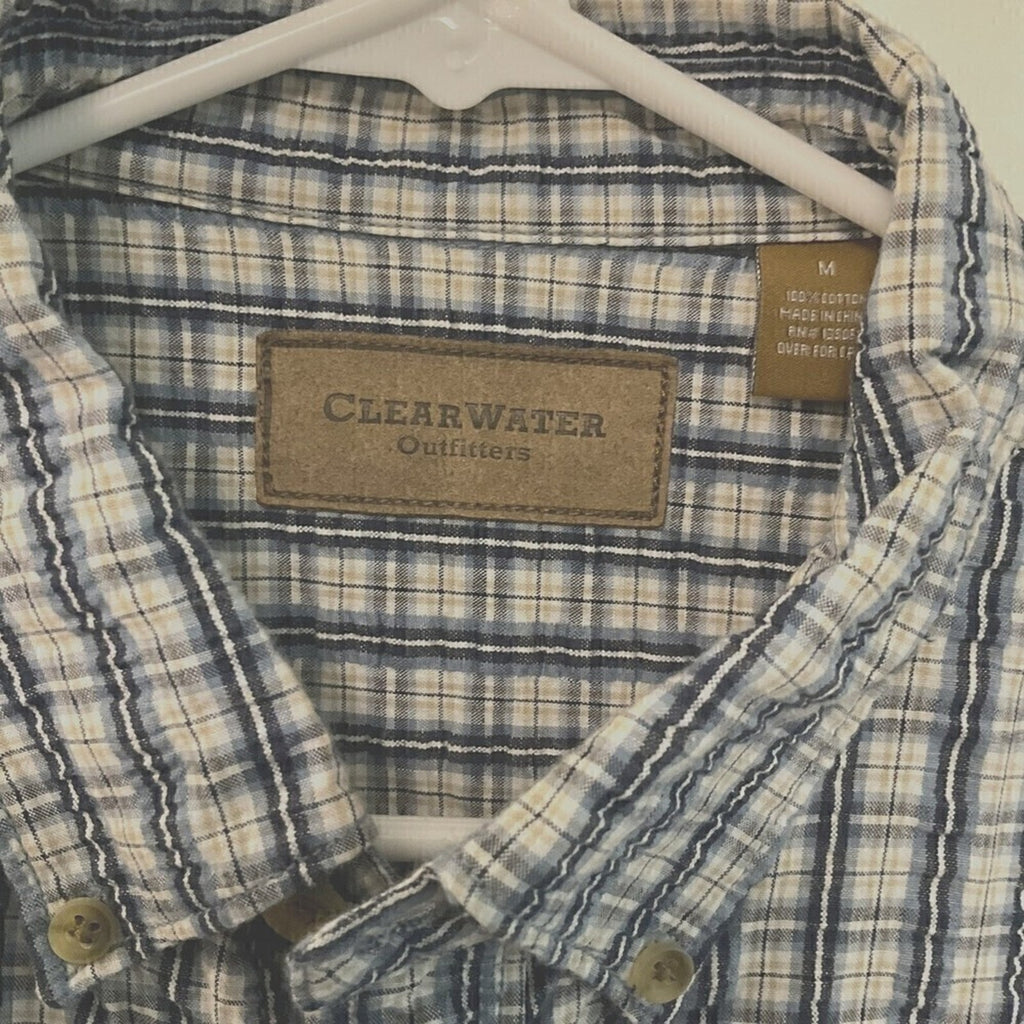 CLEARWATER OUTFITTERS Mens Sz M Short Sleeve Pld. Button Up Collared Shirt #1100