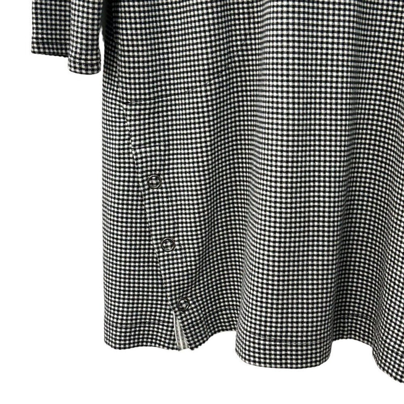 J. Jill Women's Dress Sz. L Black White Houndstooth V-Neck  Lg. Sleeve #BH