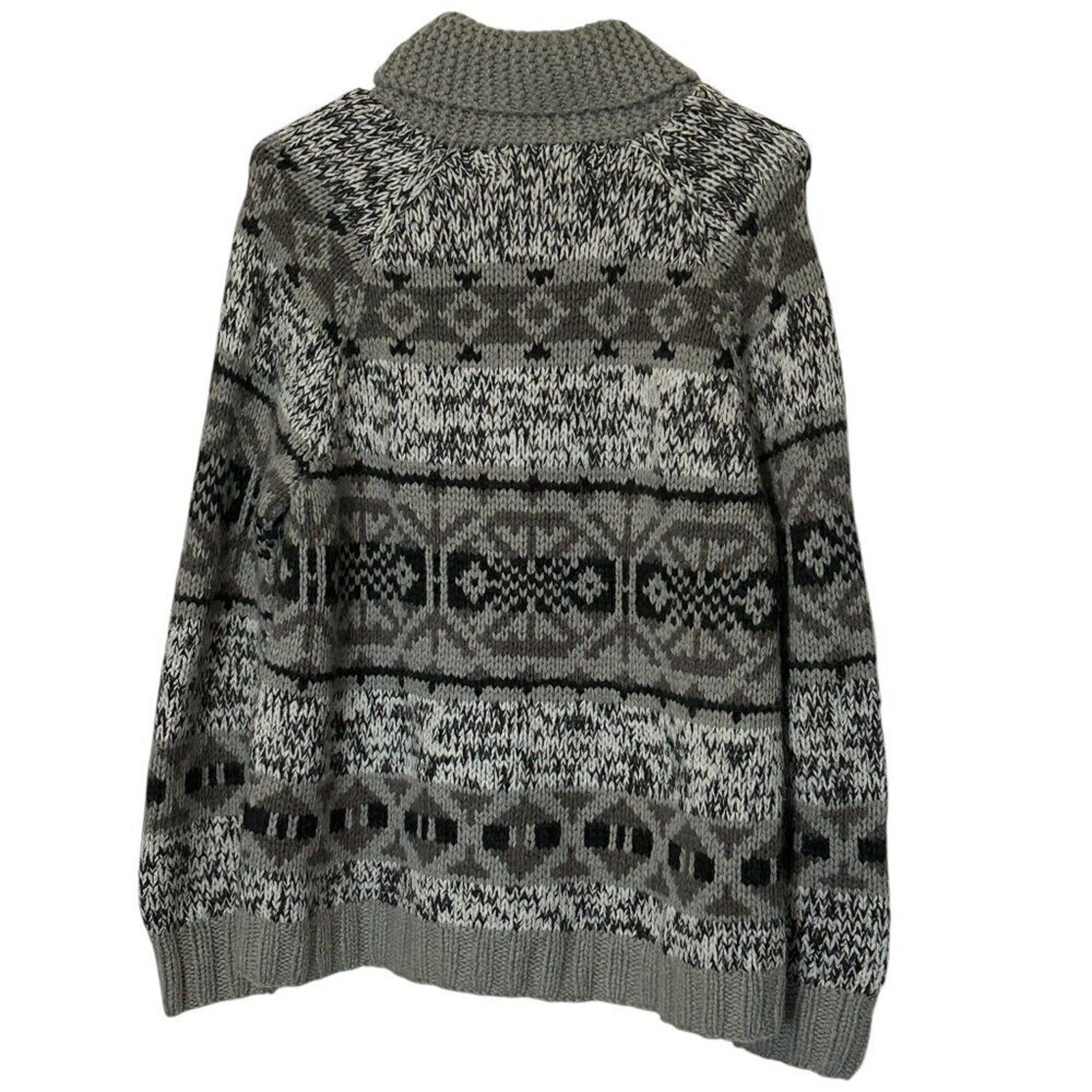 Eddie Bauer Women's Wool/ Alpaca Zip Up Faire Isle Cardigan Sweater Size XL