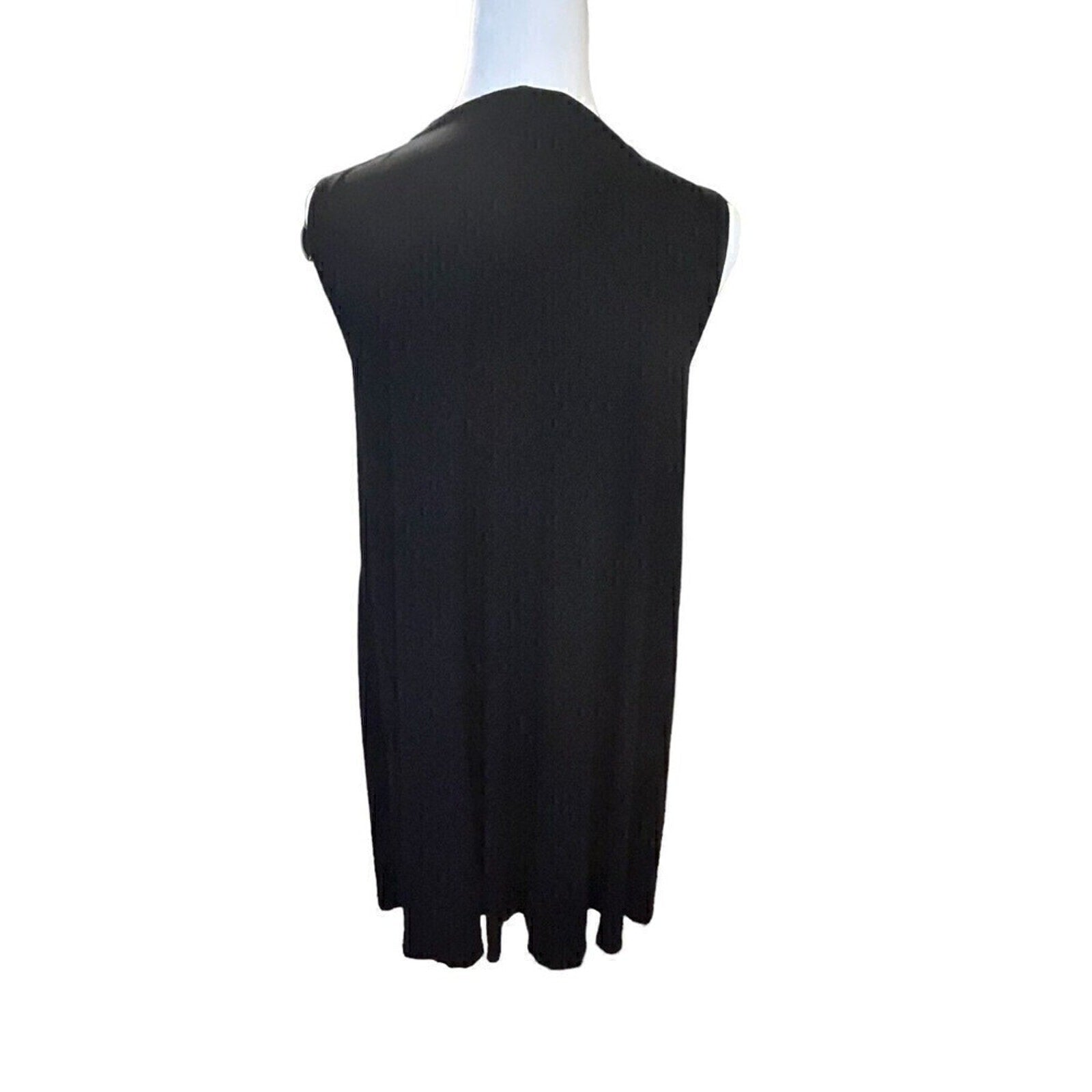Eileen Fisher black viscose jersey spandex tank midi dress size M #C1179