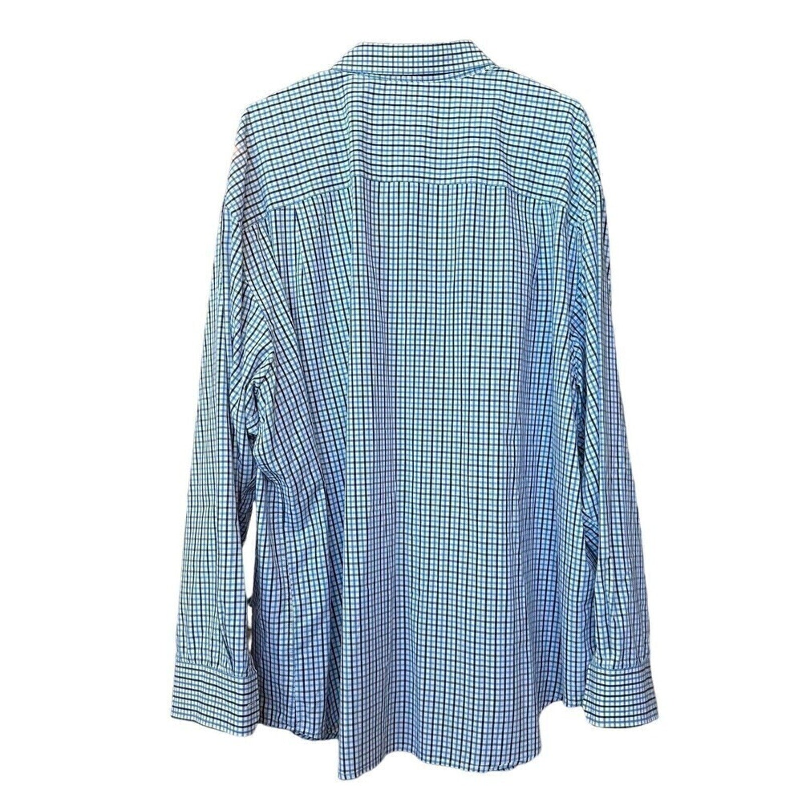 Izod Mens Shirt, 3XL ,Blue White Plaid, Button Up Long Sleeve Heavy Cotton #1147