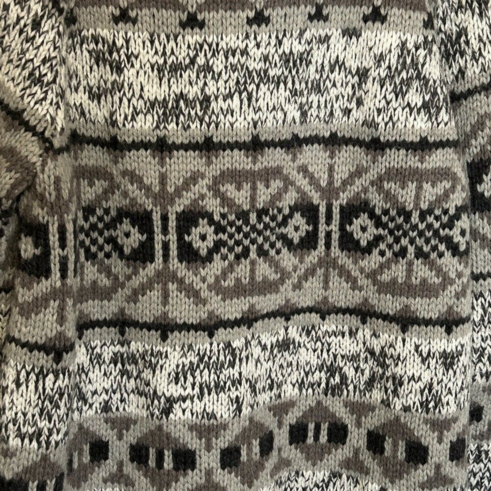 Eddie Bauer Women's Wool/ Alpaca Zip Up Faire Isle Cardigan Sweater Size XL