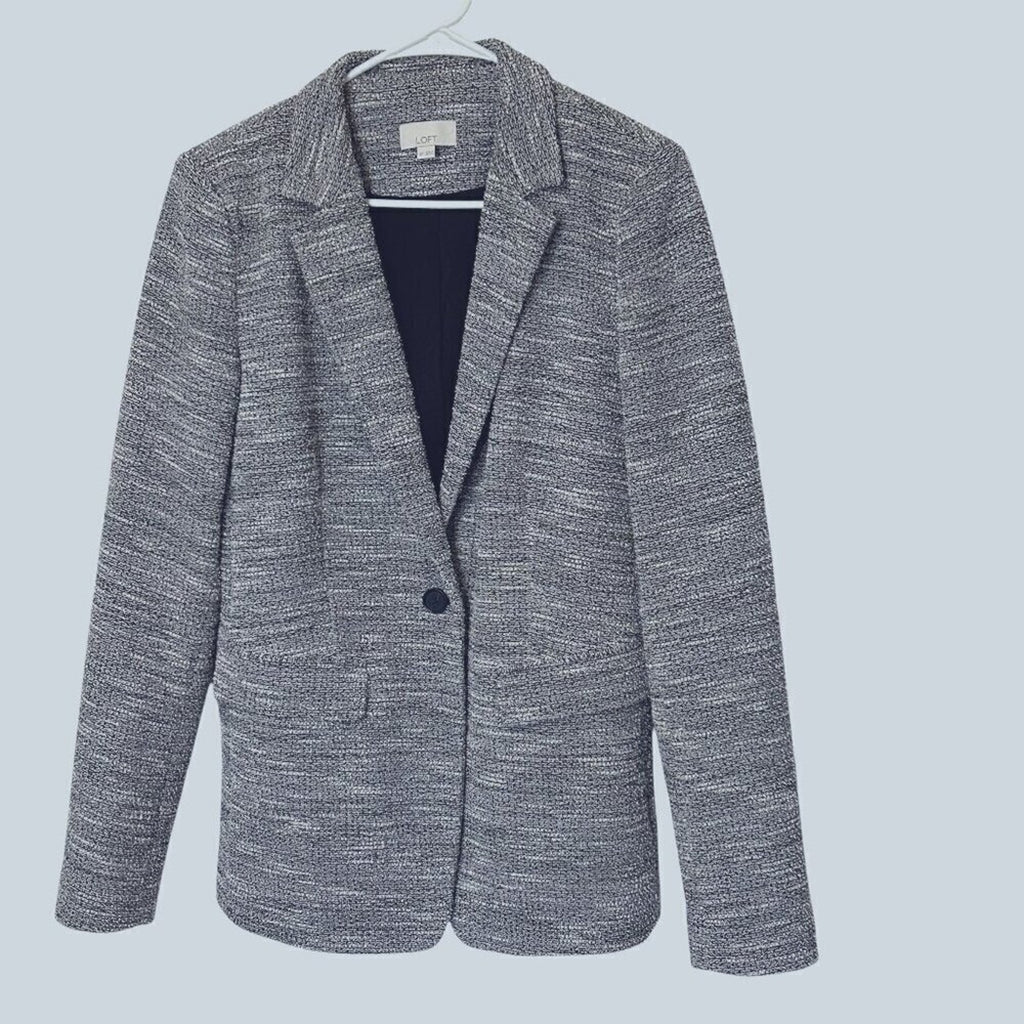 LOFT Brushed Knit Gray Warm Sweater Jacket, Size 8T, Single Button Front