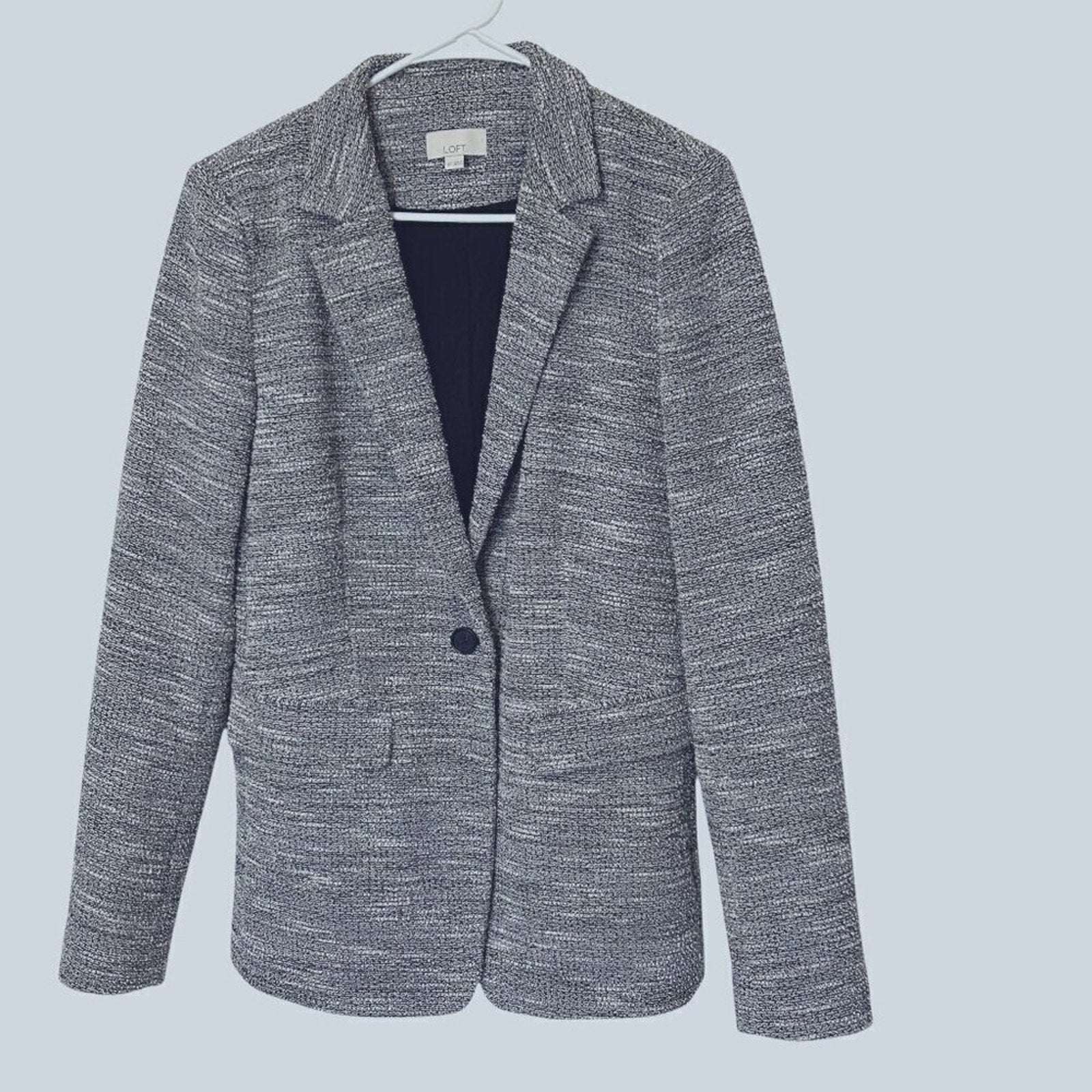 LOFT Brushed Knit Gray Warm Sweater Jacket, Size 8T, Single Button Front