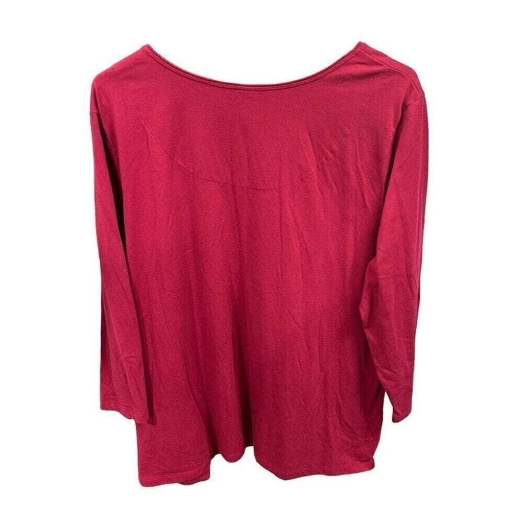 Laura Scott Women Plus Size 1x Dark Burgundy Paisley T-Shirt Top Beads #K1372