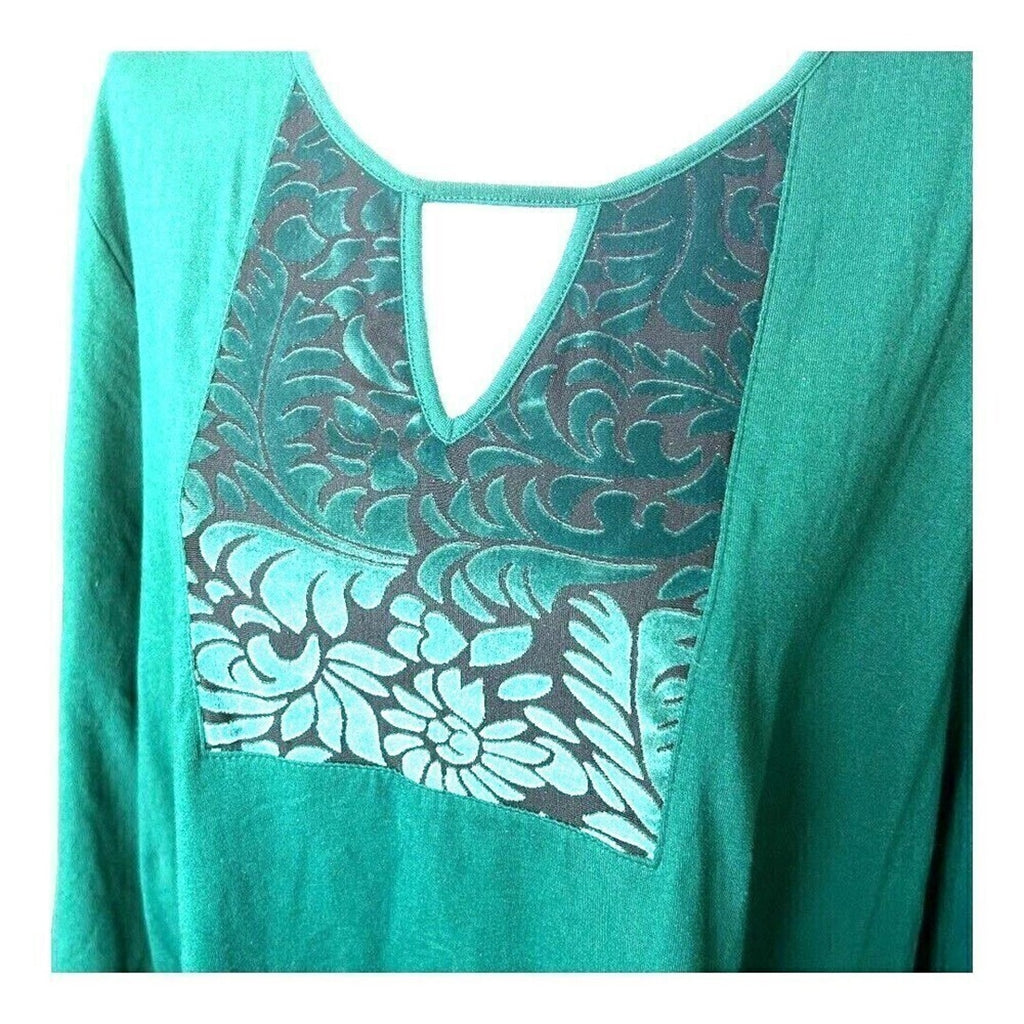 Catherines Green Velvet V-Neck Tunic Top 2X #H1314