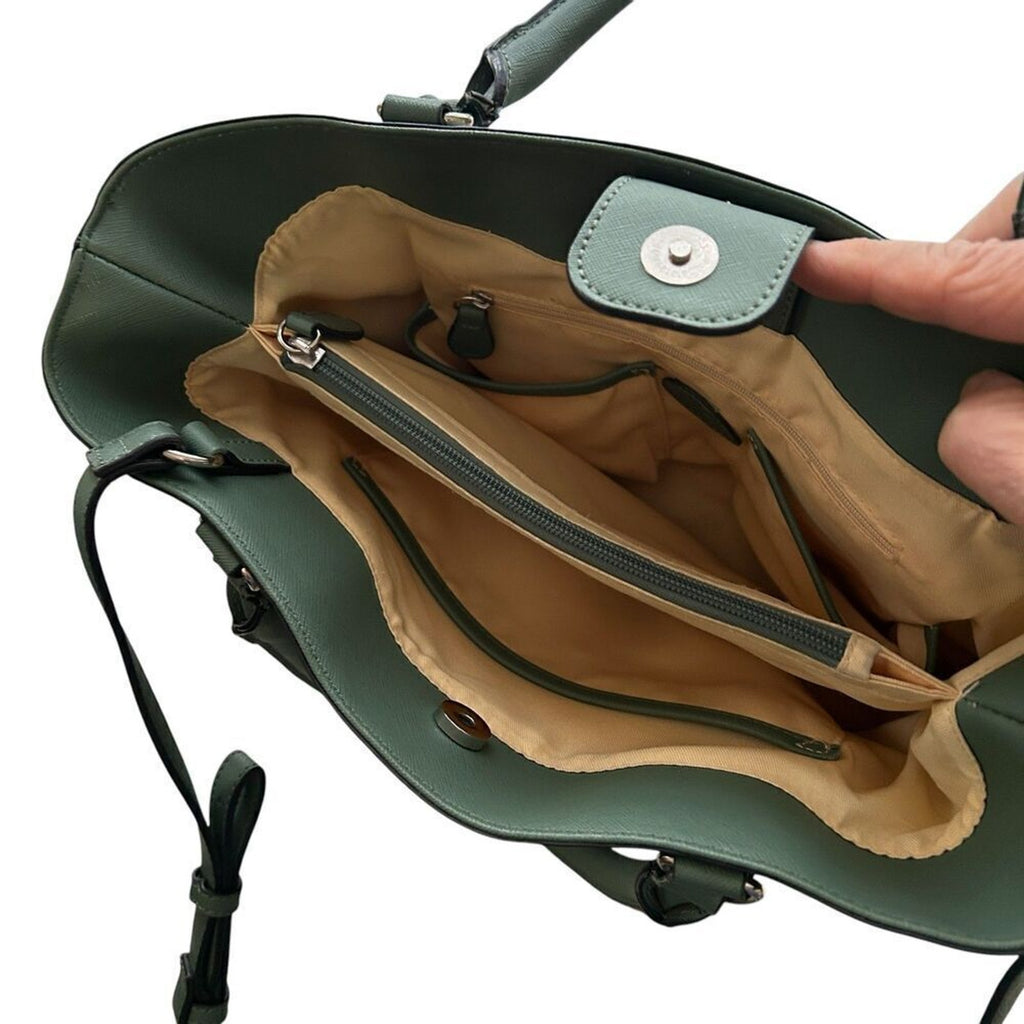 Dana Buchman Purse Shoulder Bag Green Multi Zip Compartments