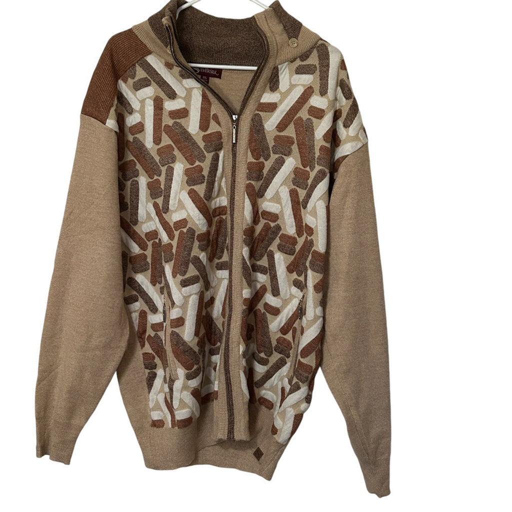 Silversilk Sweater Men's Size XXL Tan/Brown Heavy Fall/Winter Wear Zip Pockets