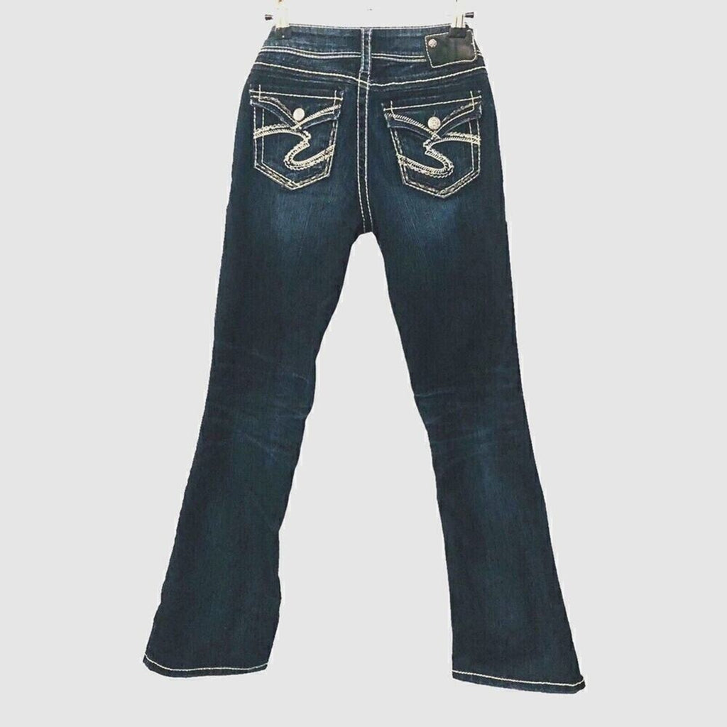 Silver Women's Jeans Size W26/L30 Medium Wash Denim Suki Flap Boot Cut #1083