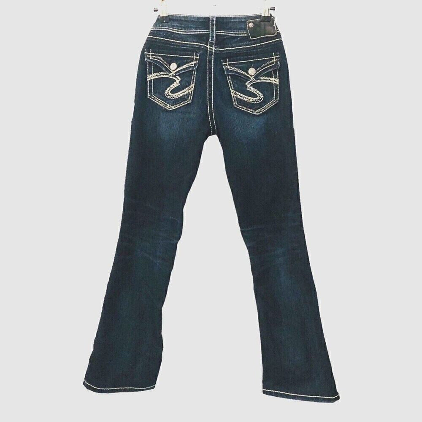 Silver Women's Jeans Size W26/L30 Medium Wash Denim Suki Flap Boot Cut #1083