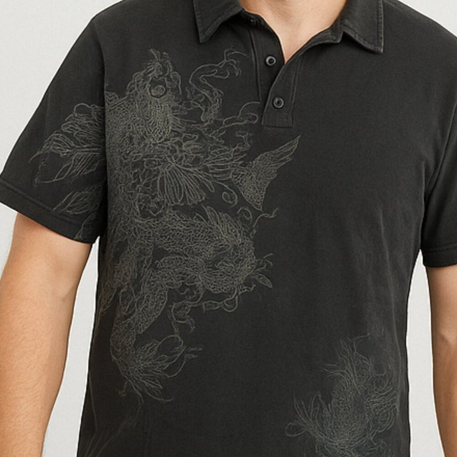 Marc Ecko Super Cool Affliction Black Polo Collar Shirt Size M 100% Cotton