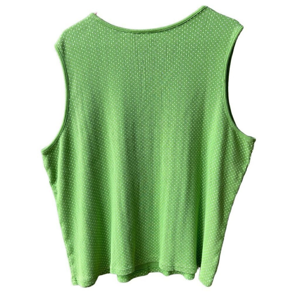 Coral Bay Women’s Plus Tank Top Green Polka Dot  Size 3X G1573
