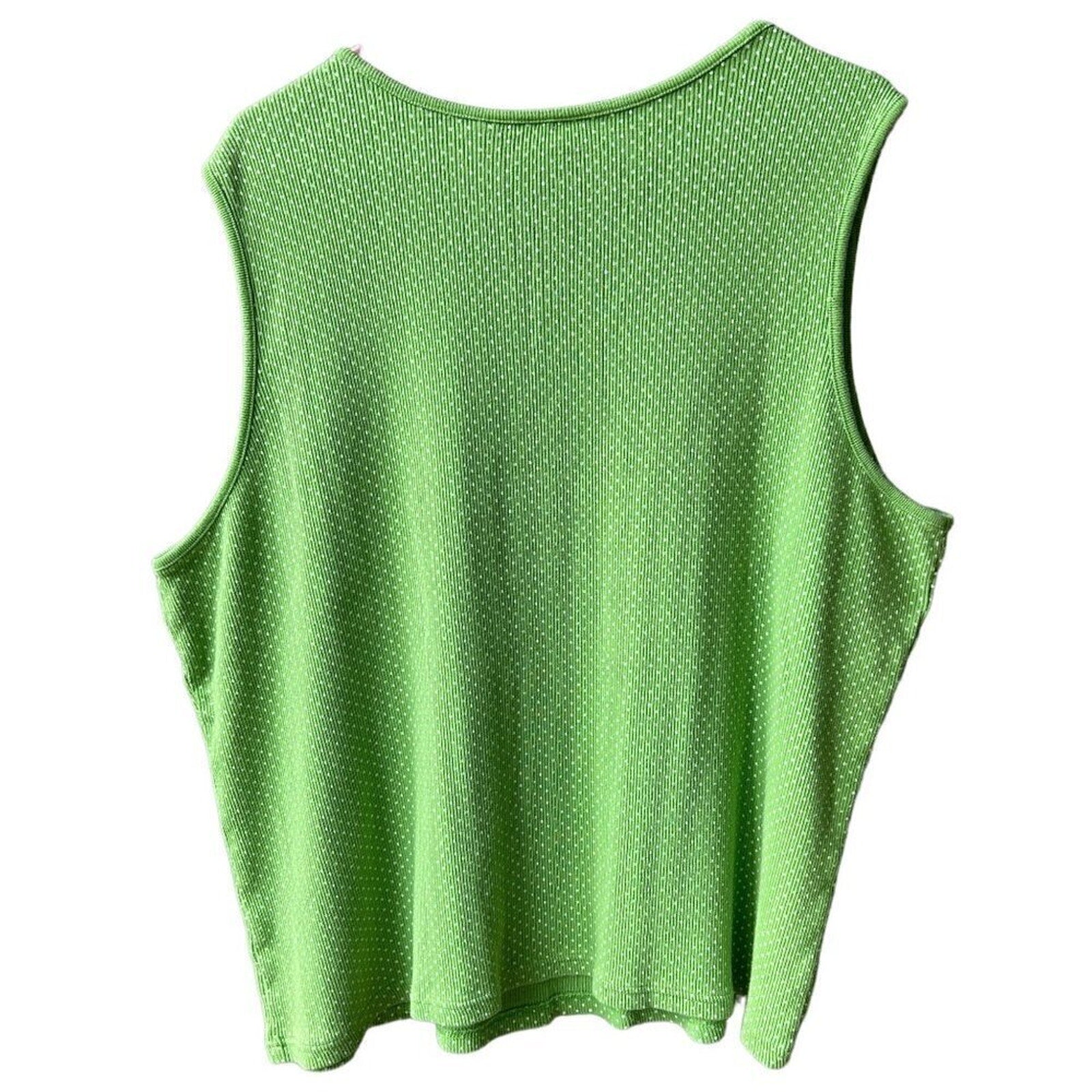 Coral Bay Women’s Plus Tank Top Green Polka Dot  Size 3X G1573