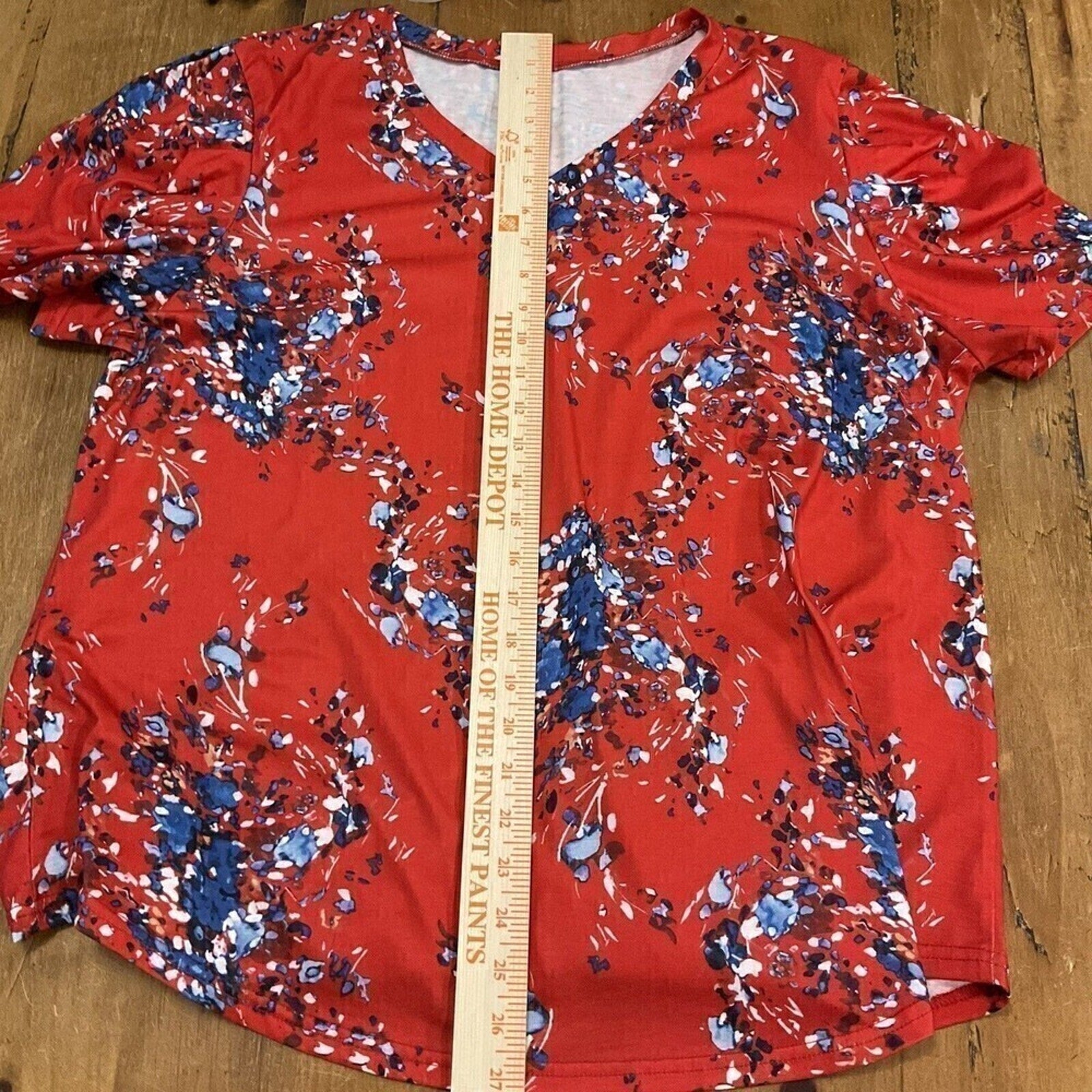 Women's Summer Tunic Top V-Neck Short Sleeve Casual Loose Fit Comfy #1099