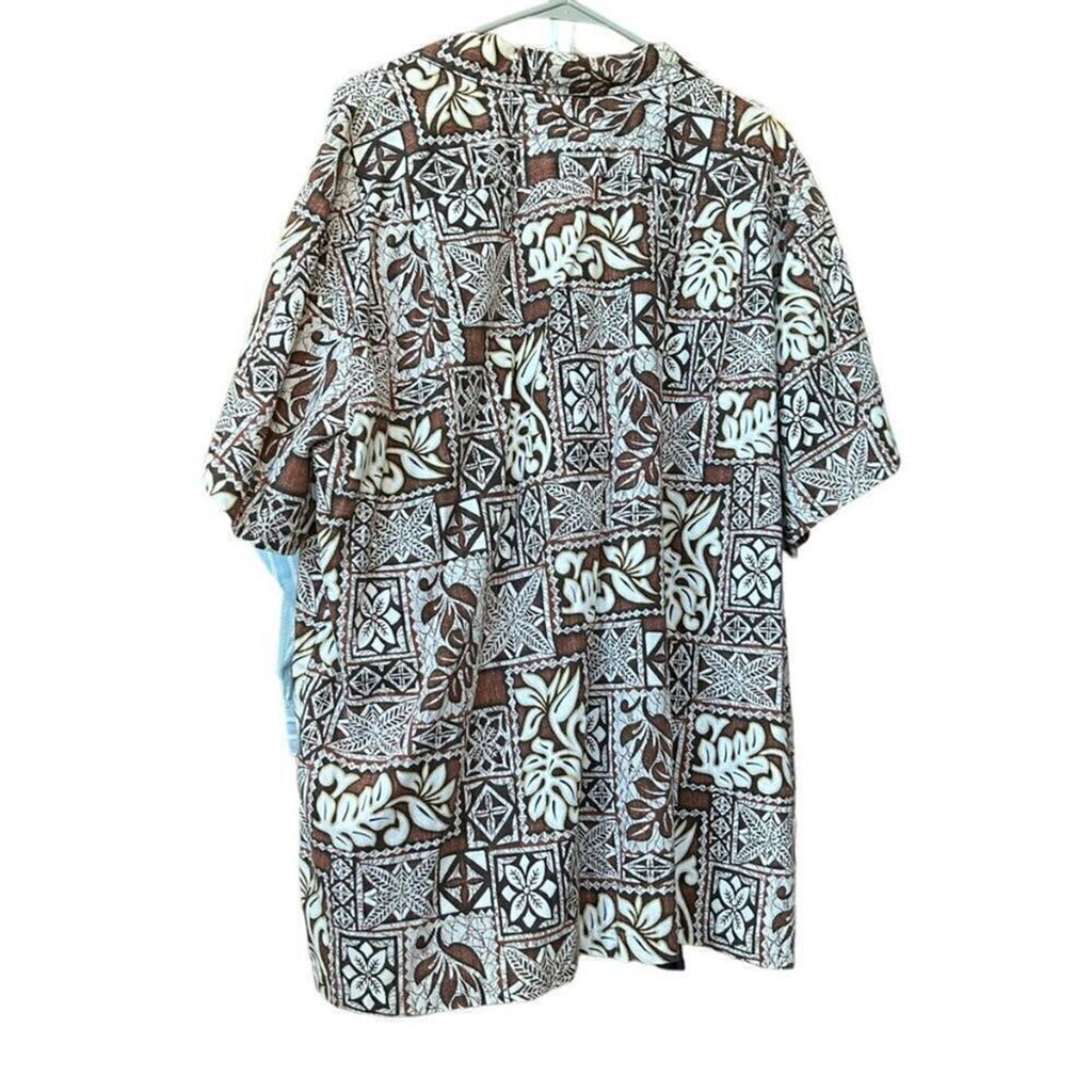 Makapuu Hawaiian Men's Shirt Size 3X Short Sleeve Button-up Brown Floral #F1217
