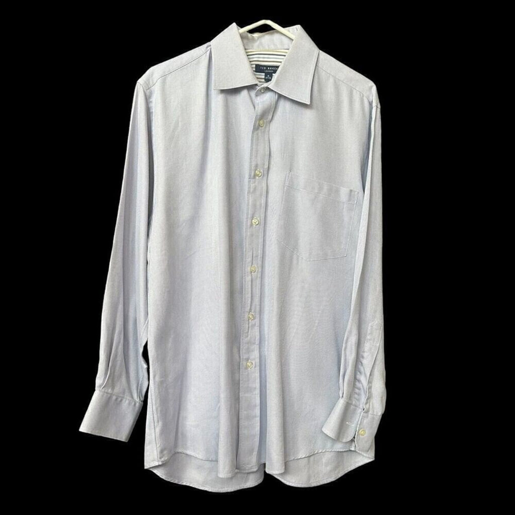 Ted Baker London Men's Blue Shirt Long Sleeve Button Up Size 16 32/33 #G1264