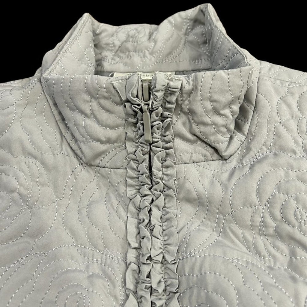 Dressbarn women’s gray floral stitch zip vest size 14/16 #L 1340