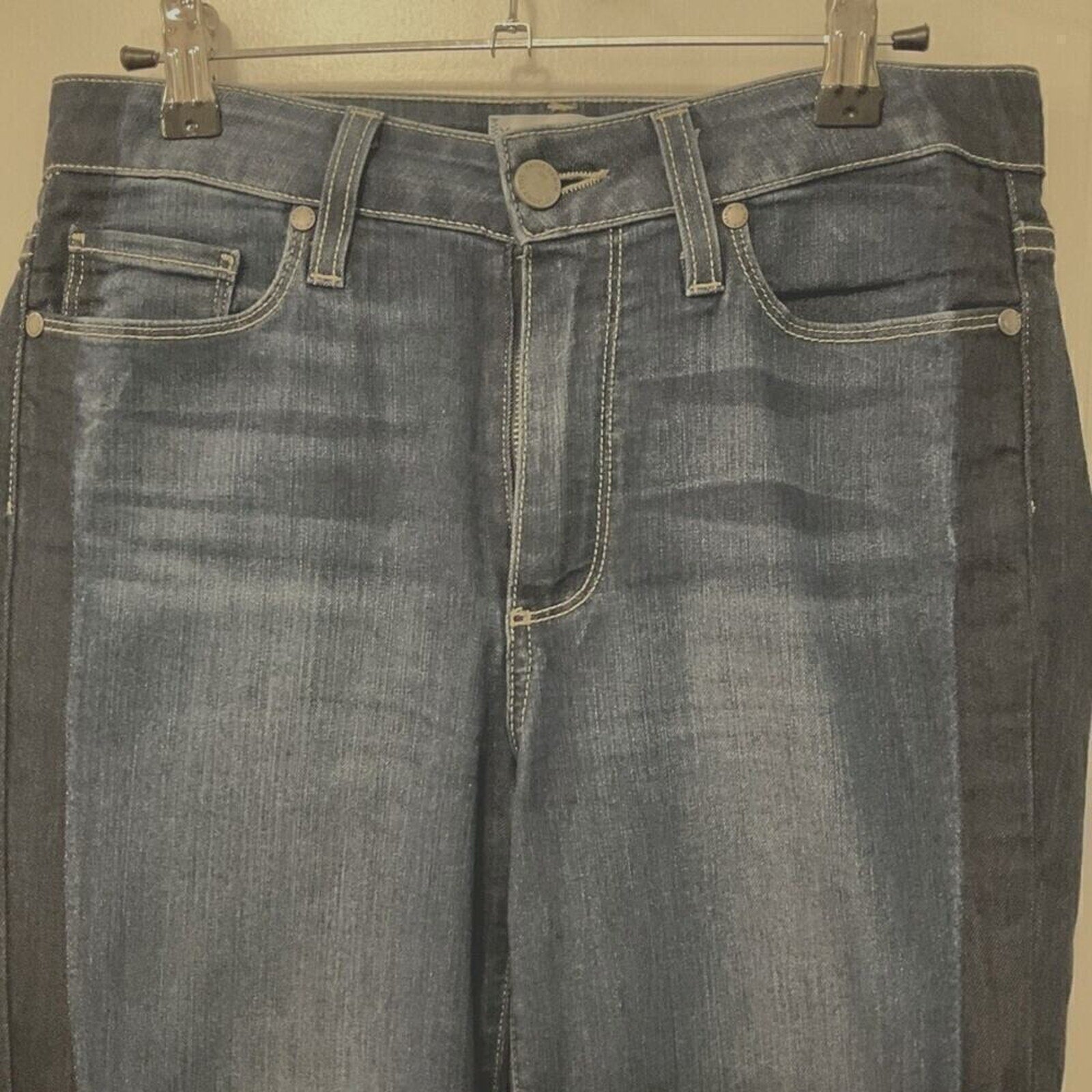 PAIGE Hoxton Women's Size 27 w27 Blue Denim Ankle Distressed Hem  Skinny Jeans