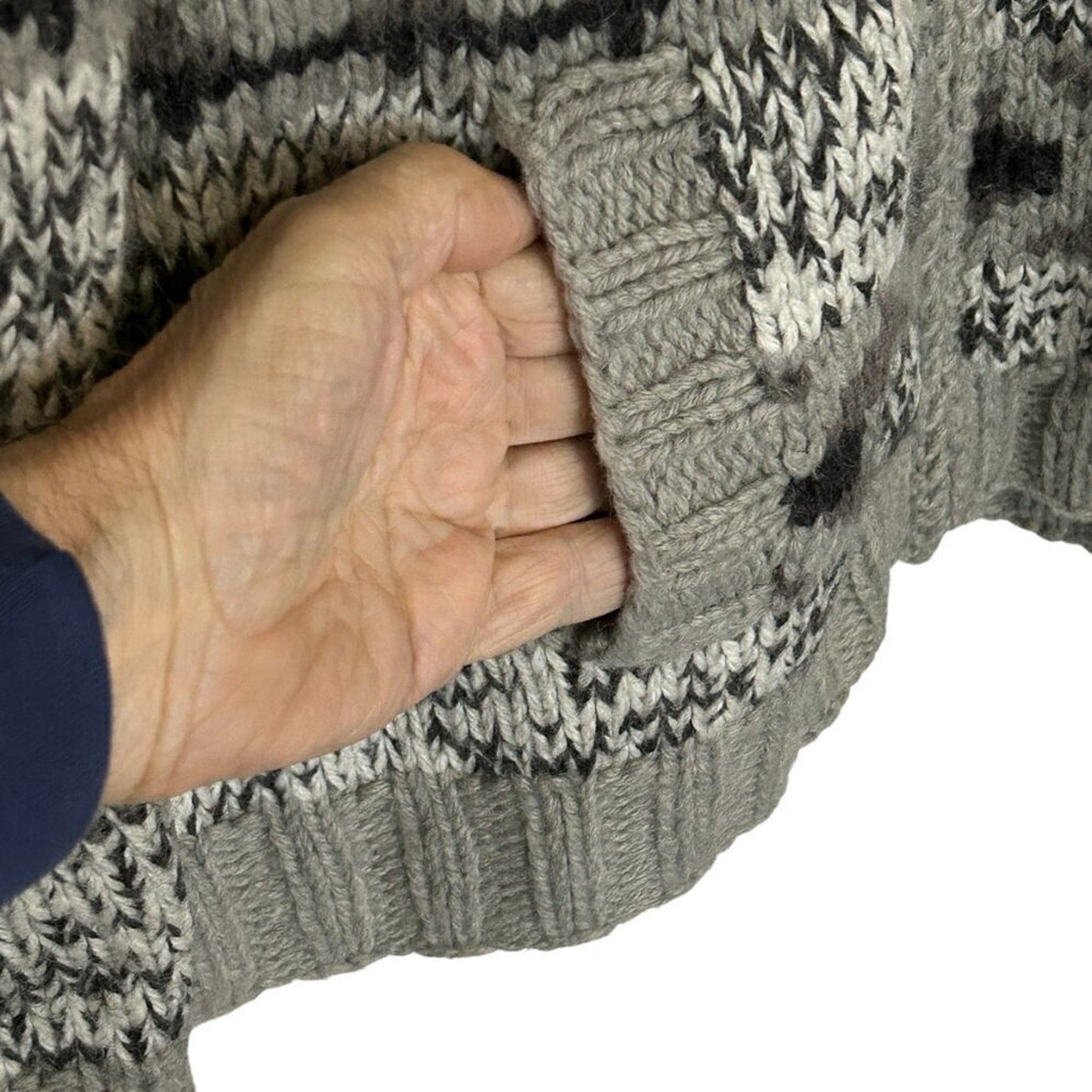 Eddie Bauer Women's Wool/ Alpaca Zip Up Faire Isle Cardigan Sweater Size XL