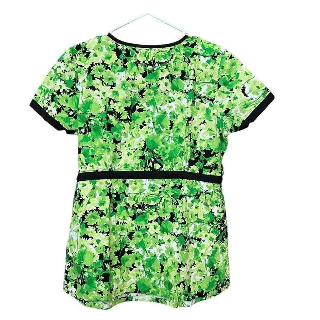 Koi by Kathy Peterson Medical Scrub Top Green Floral Women’s Size Small #A1156
