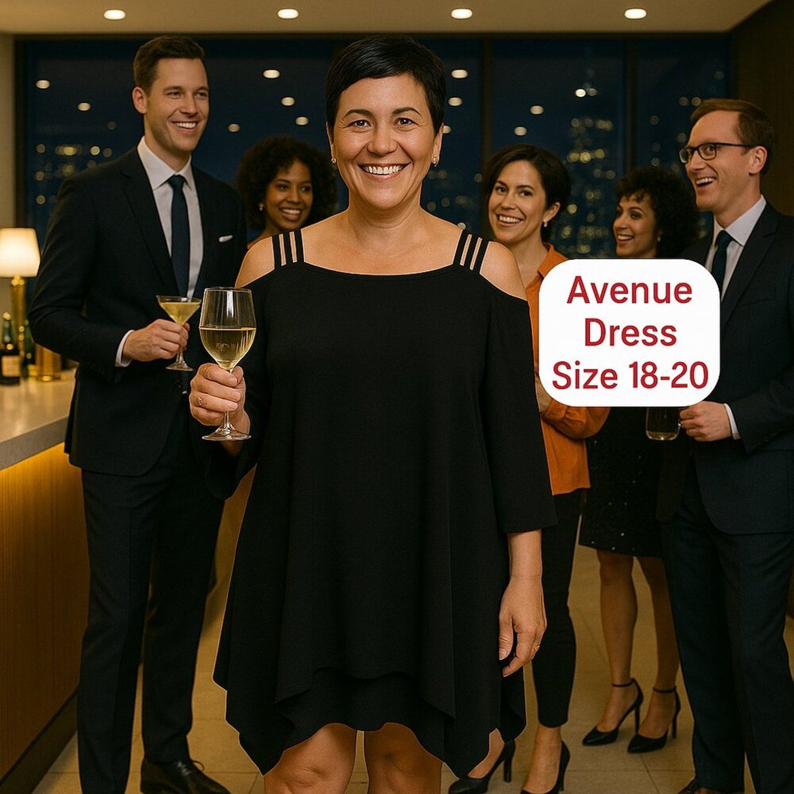 Avenue dress women’s plus size 18/20 black-on-black floral pattern