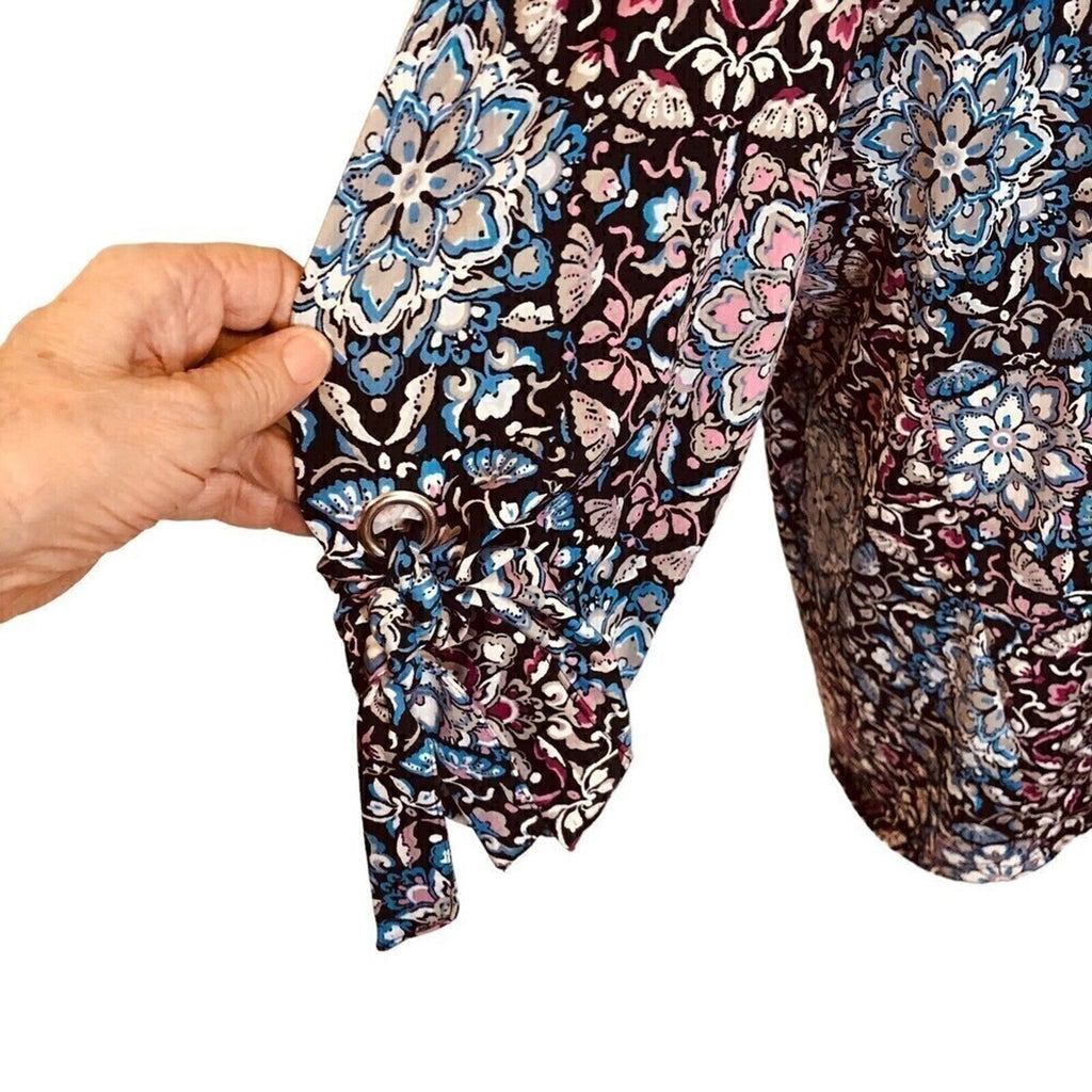 Croft & Barrow Classic Women's Casual Floral Tunic Shirt Sz. (L) 3/4 Sleeve