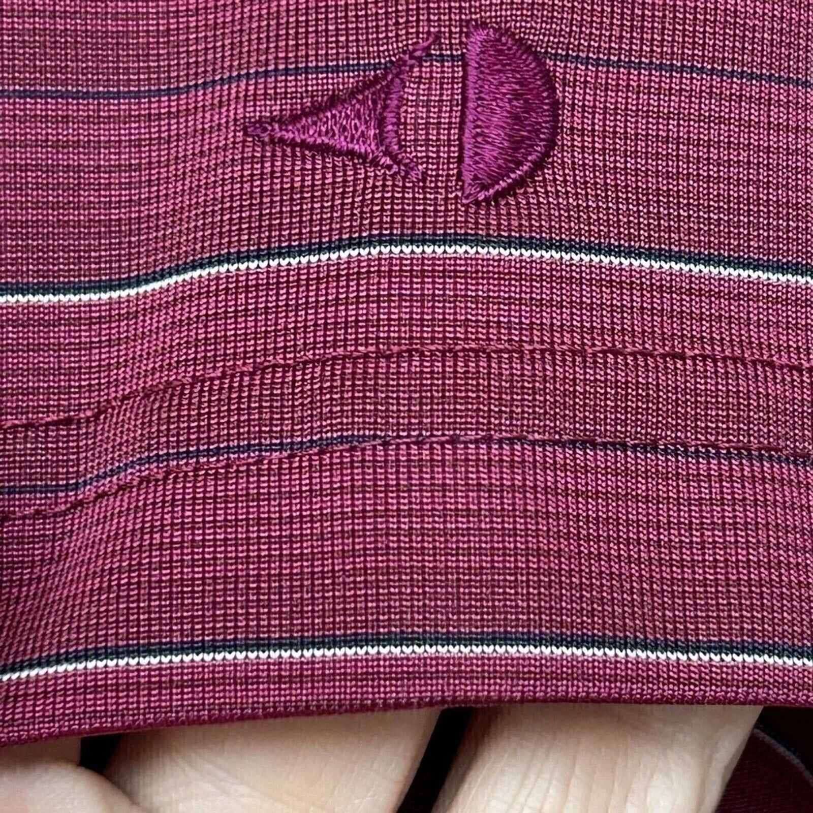 Grand Slam Polo Shirt Mens Sz. XL Burgundy Striped Short Sleeve Golf #H1272