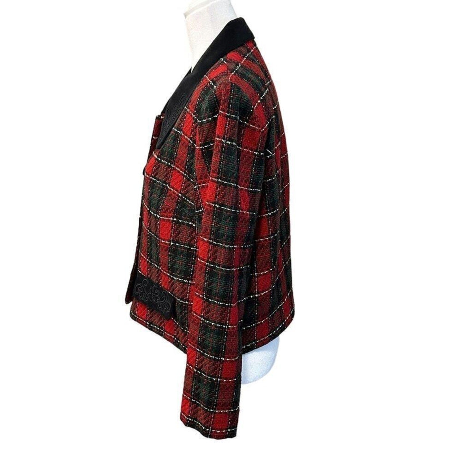Plaza South Women's Red Plaid Blazer /Jacket Vintage Size 10 #BH