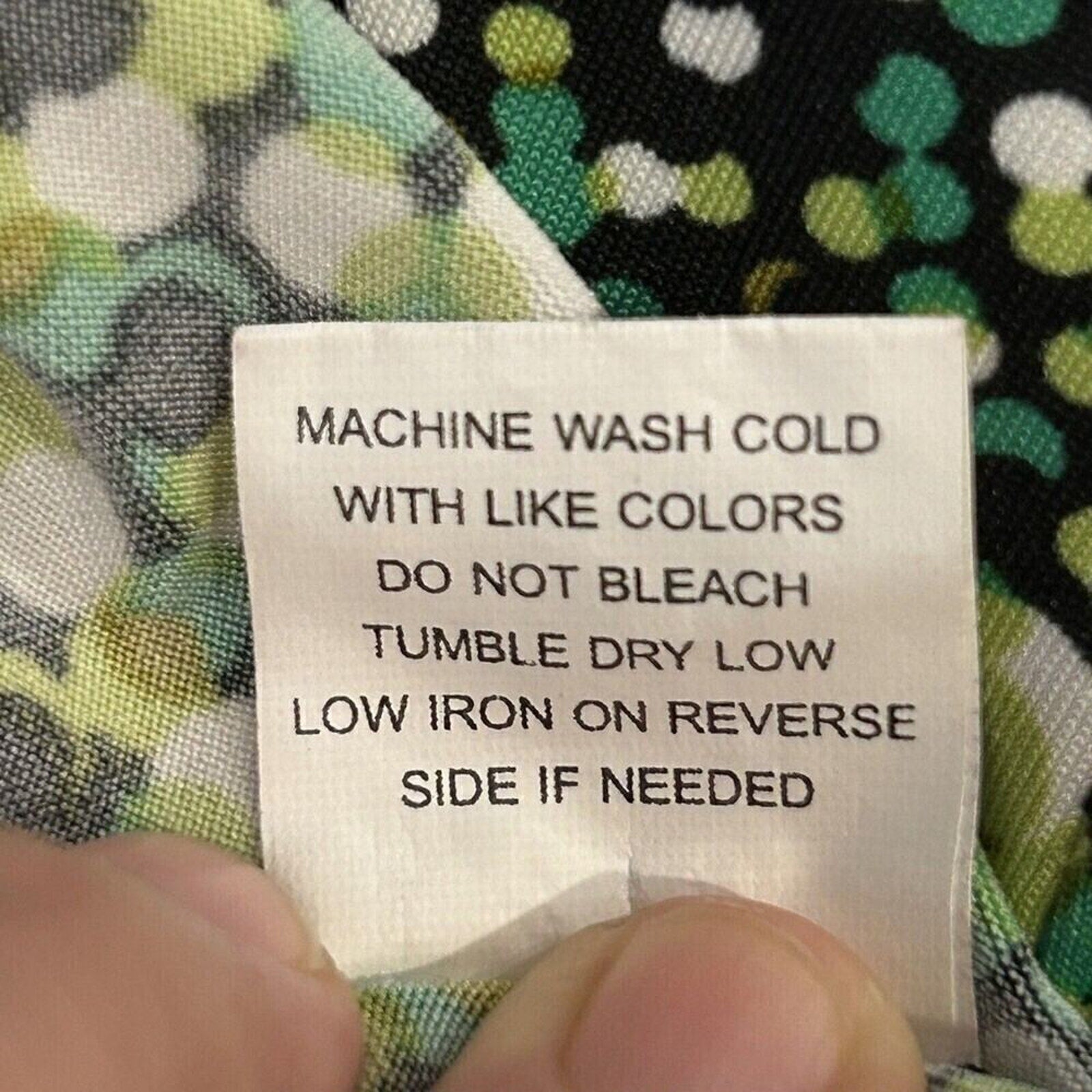 Notations Women's Blouse Size L Polka Dot Gn. Yel. Blk., Silver Buttons #K1294