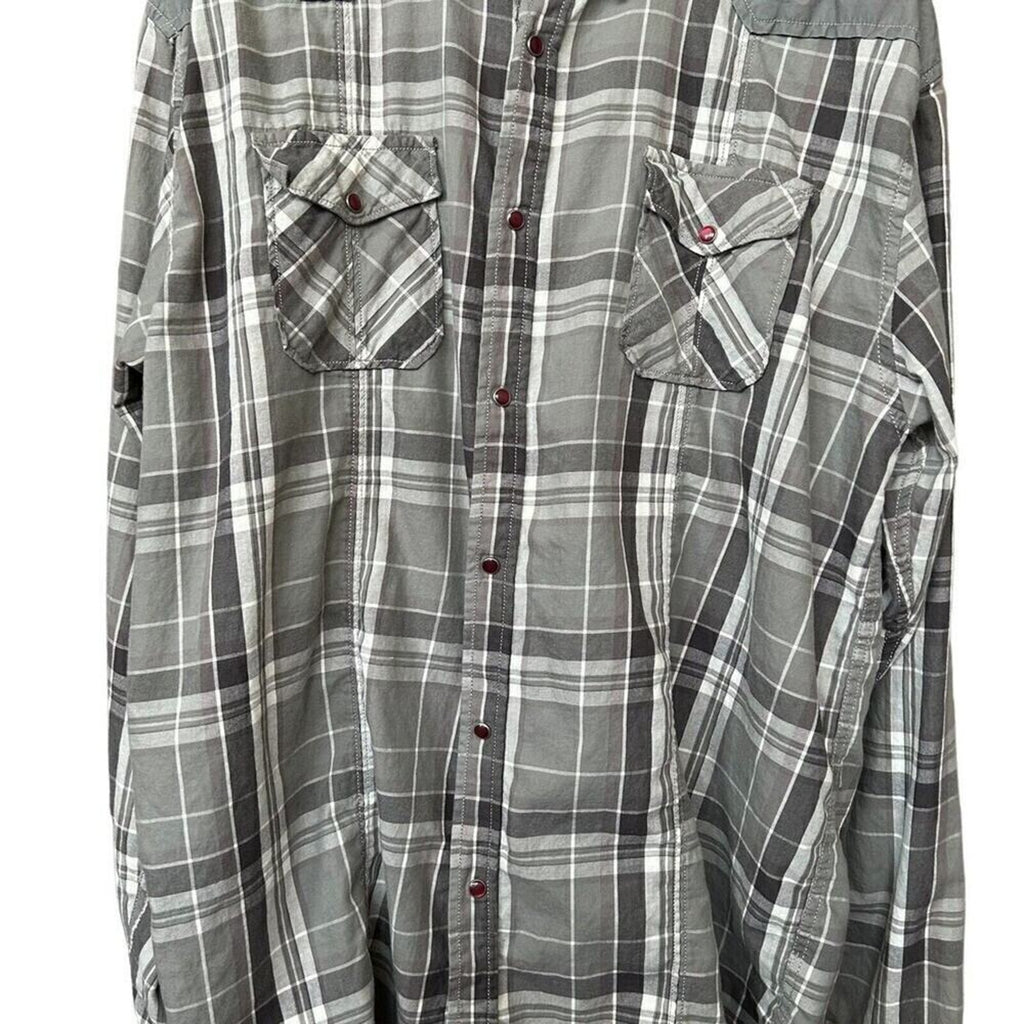Reguest Mens Plaid Ruby Snap Front Pkts. Long Sleeve Embroidered Size 3XL #G1250