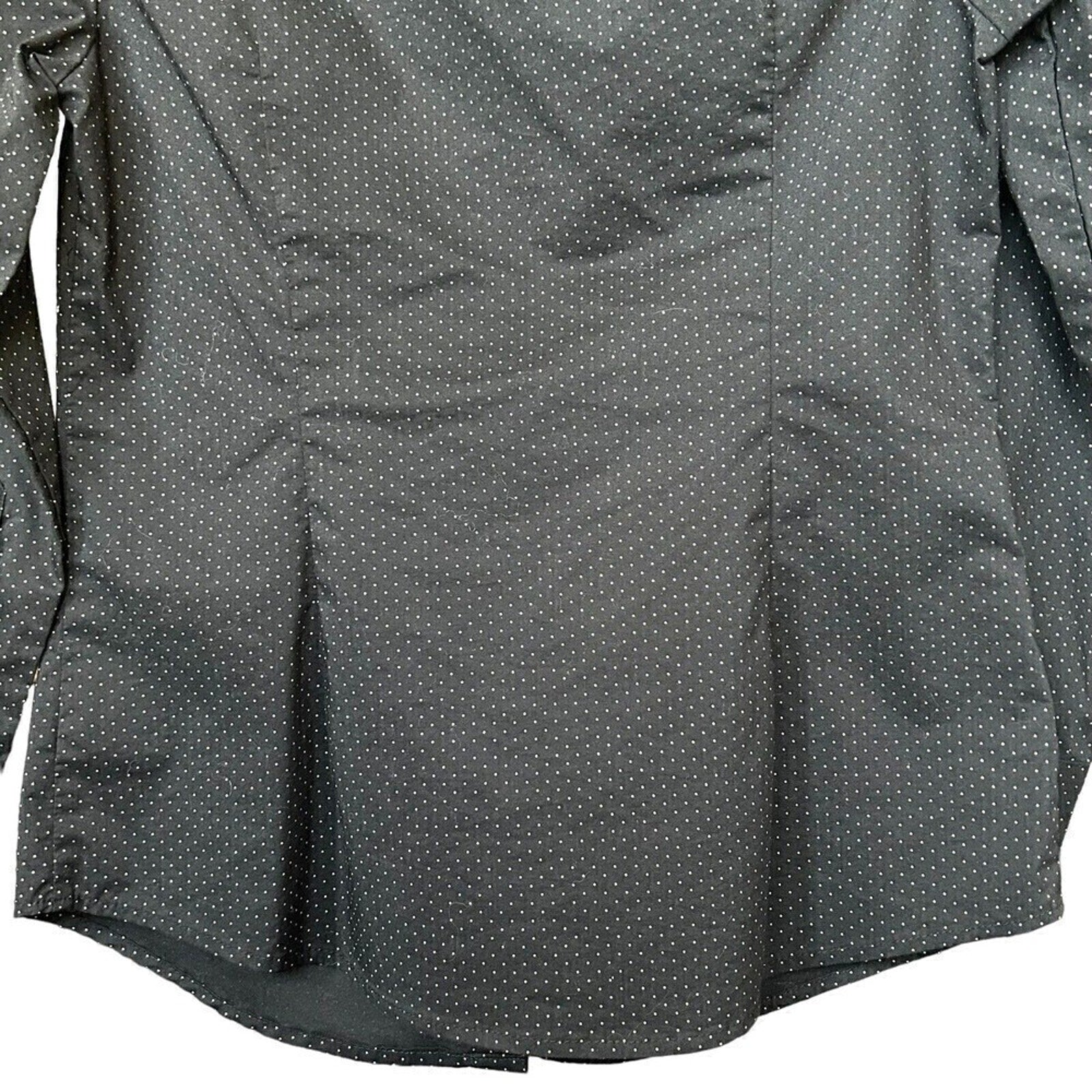 George Womens Black Gold Polka Dot Blouse Button Up Lg. Sleeve Sz 4-6 (S) #J1305