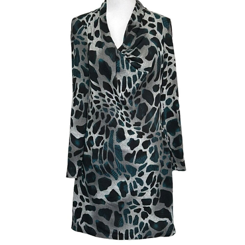 118 by Walter Baker Women’s Dress – Size Medium, Black & Grey Animal Print, Soft Flowing Fabric