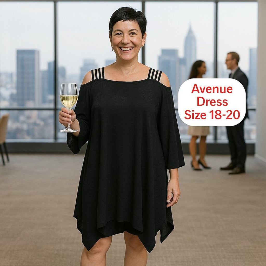 Avenue dress women’s plus size 18/20 black-on-black floral pattern