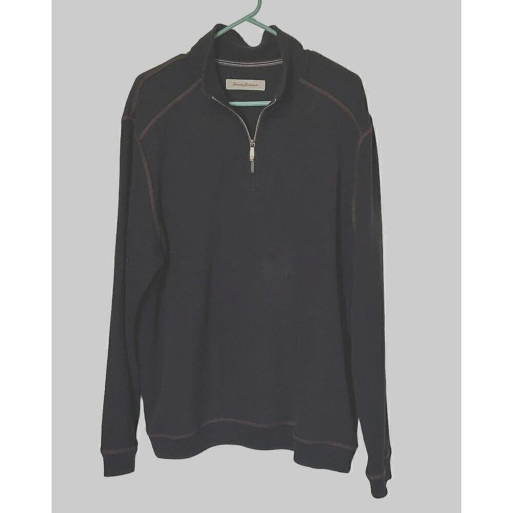 Tommy Bahama VTG 1/4 Zip Sweatshirt De'Vine Intervention Embroidered Blk.Sz. L