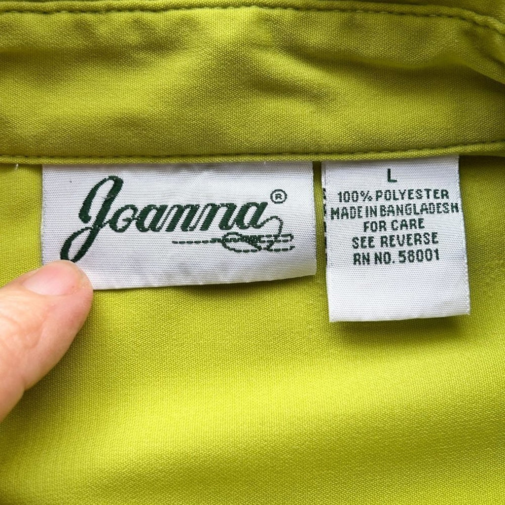 Joanna Women's Blouse Size L, Lime Green Top Short Sleeve #B1465