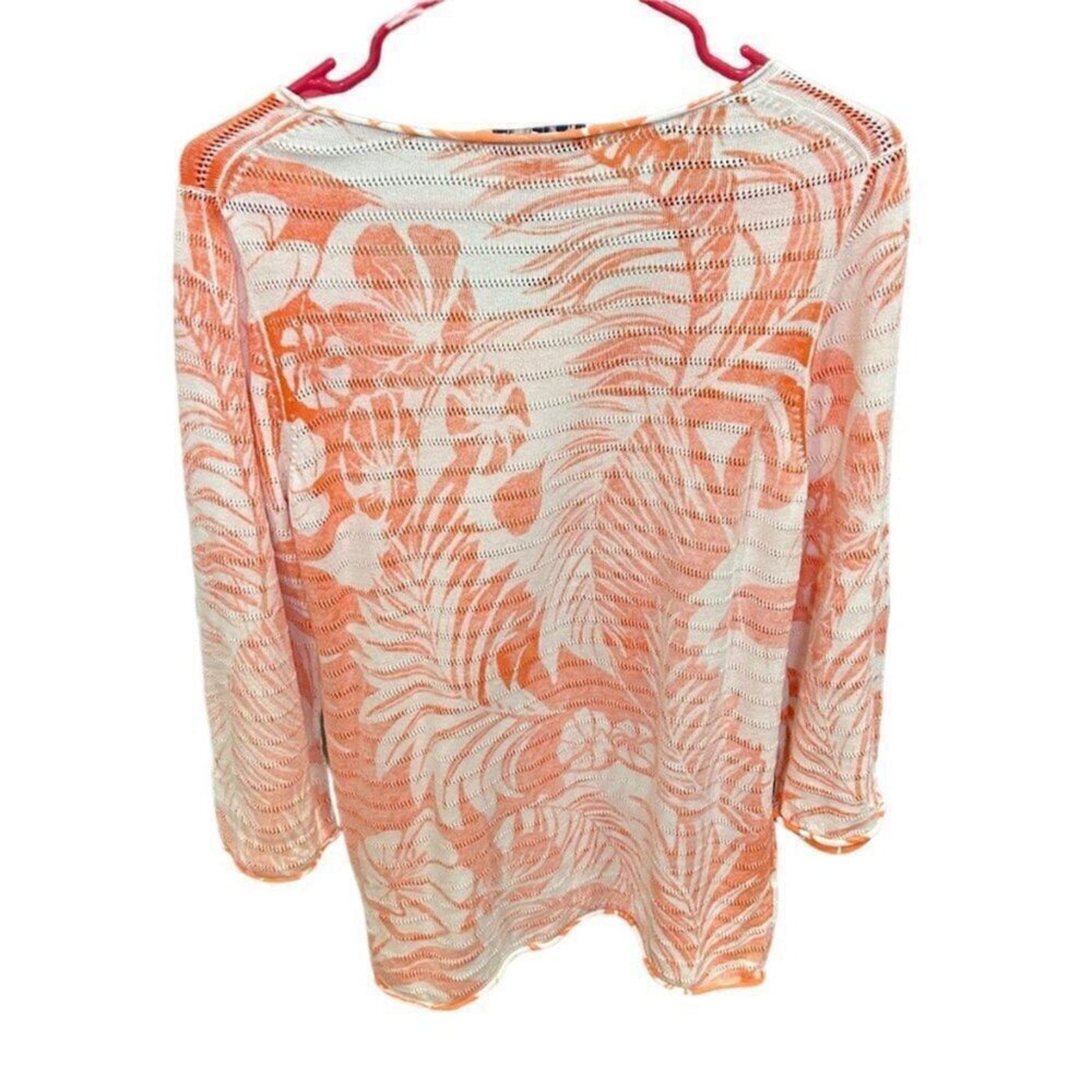 Tommy Bahama Womens Top Sz.M Coral Floral Pima Cotton, Soft Casual Beachy #M1365