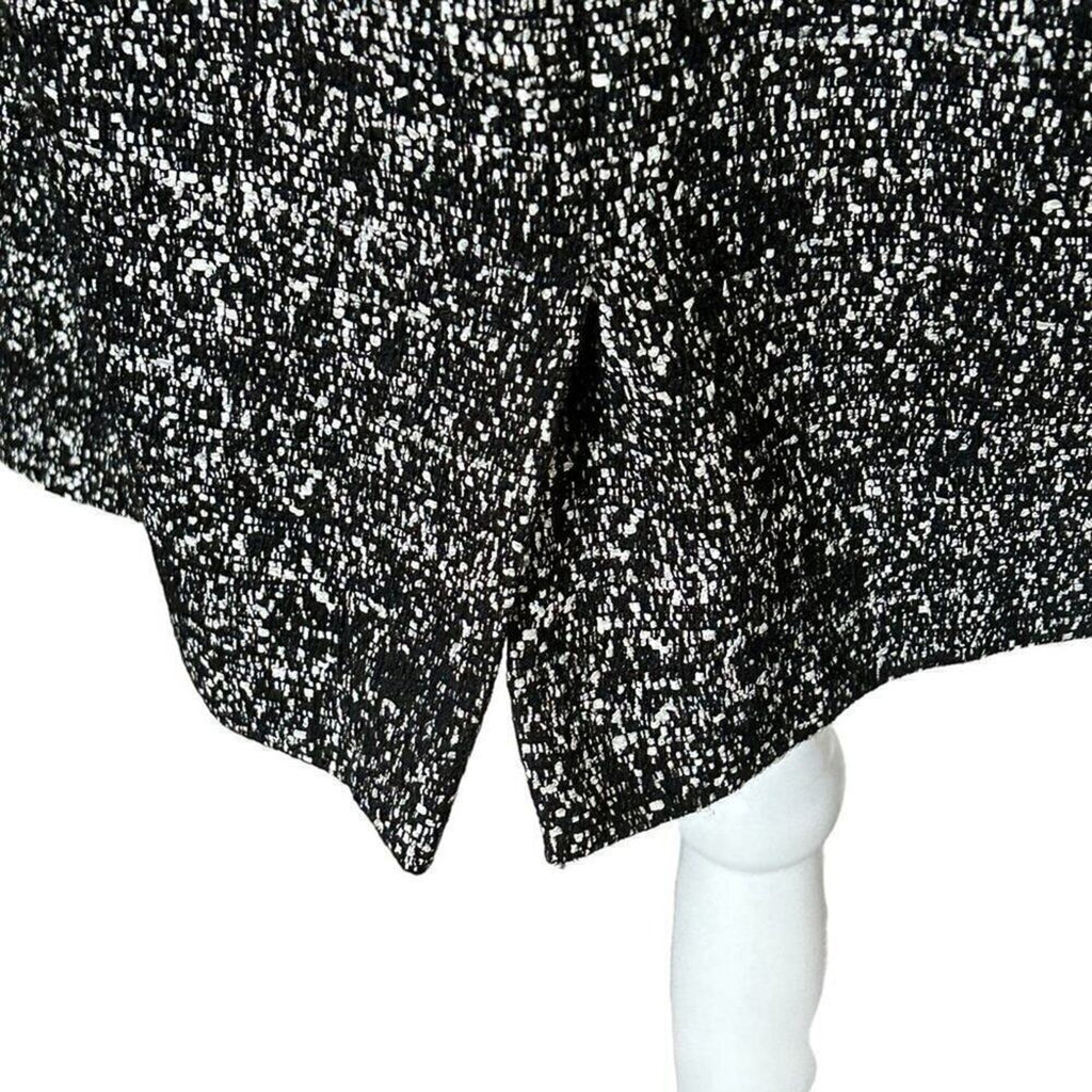 Teri Jon by Rickie Freeman Tweed Wool Sheath Dress – Size 4, Cowl Neck, Black & White