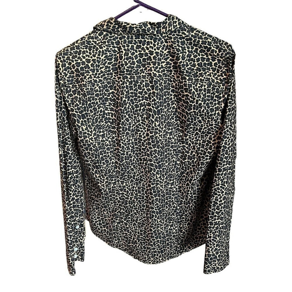 J Crew Leopard Shirt Button-Up Signature Fit Size M Long Sleeve  #F1242