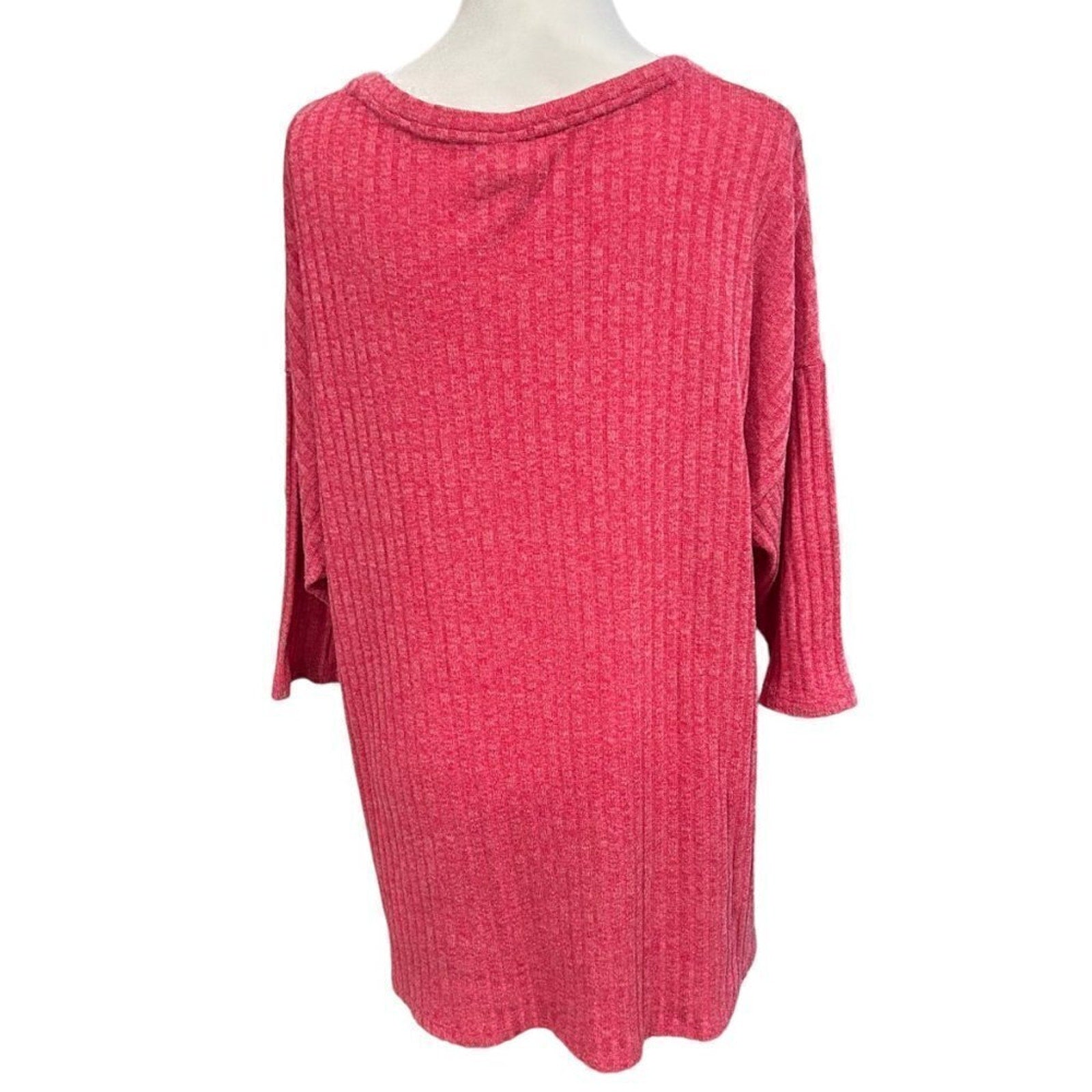 Faded Glory Women's Knit Sweater Size 2X (18W - 20W) Pink 11" Sleeves #M1395