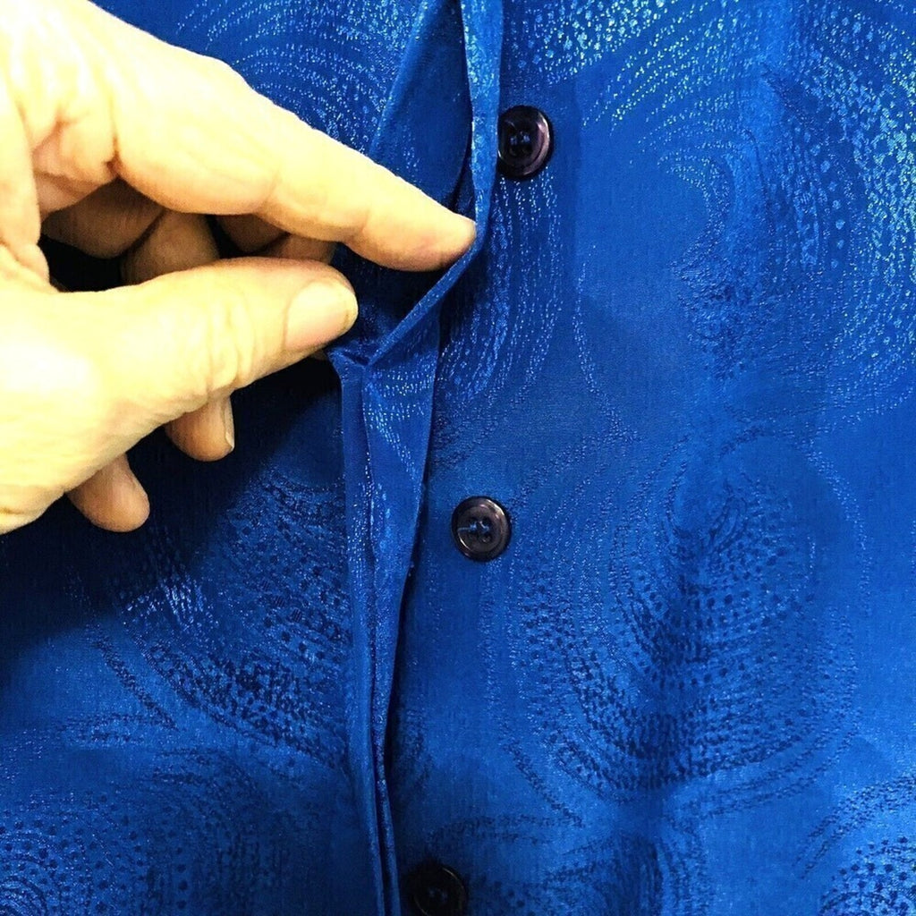 Bleyle Women’s Long‑Sleeve Blouse L – Blue Paisley Hidden Buttons #1014