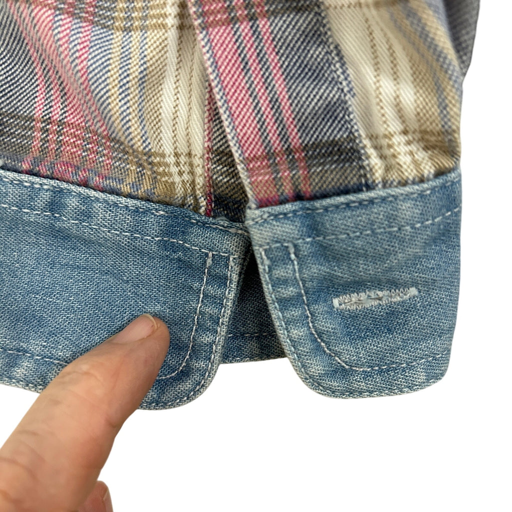 Nuovo County Seat Plaid Button Down Shirt Men’s Size L – Denim Collar