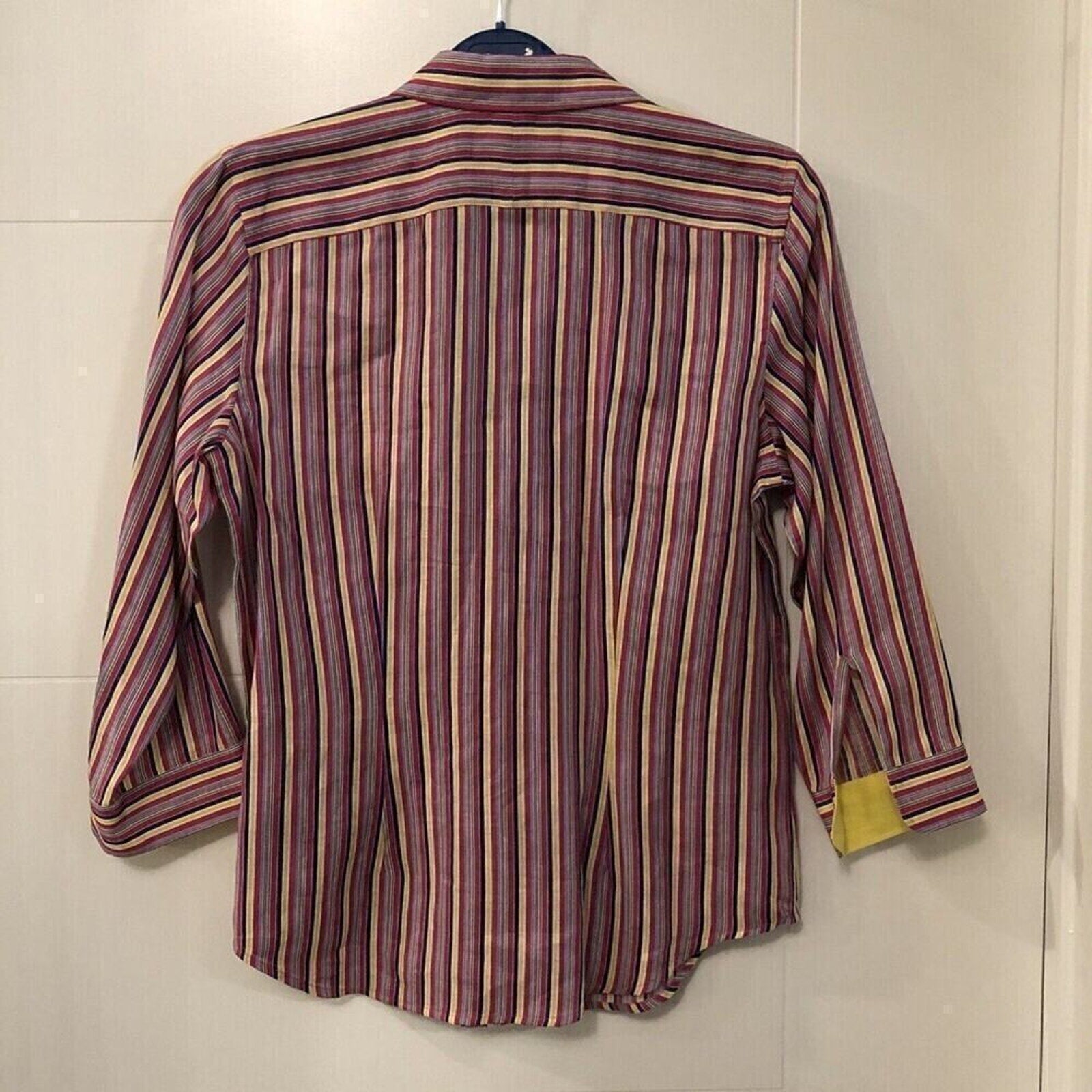 Lauren - Ralph Lauren Women's Stripe Linen Shirt - Yellow Collar & Sleeve Lining