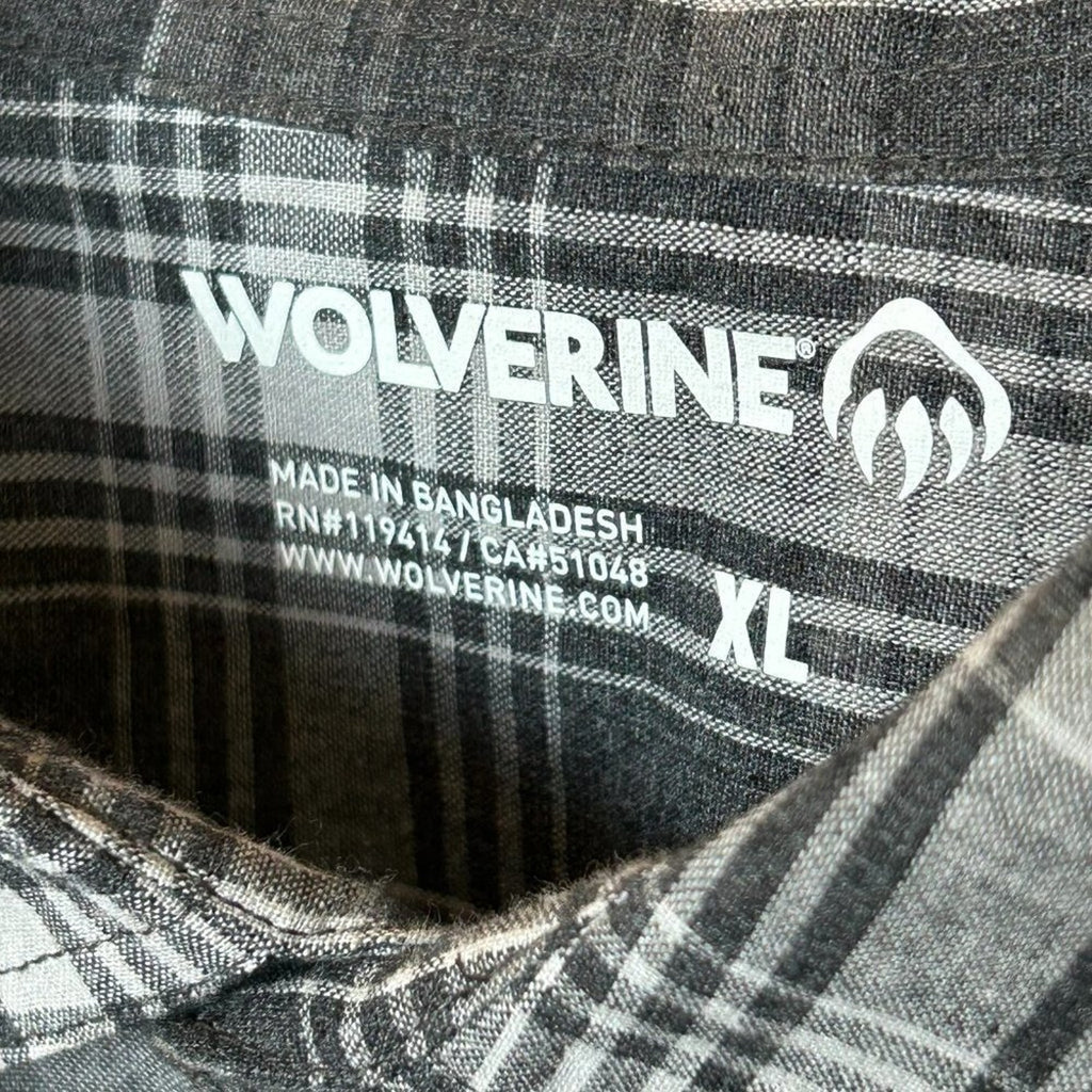 Wolverine Shirt Men's Size XL GREY Plaid Long Sleeve Button Down #F1216